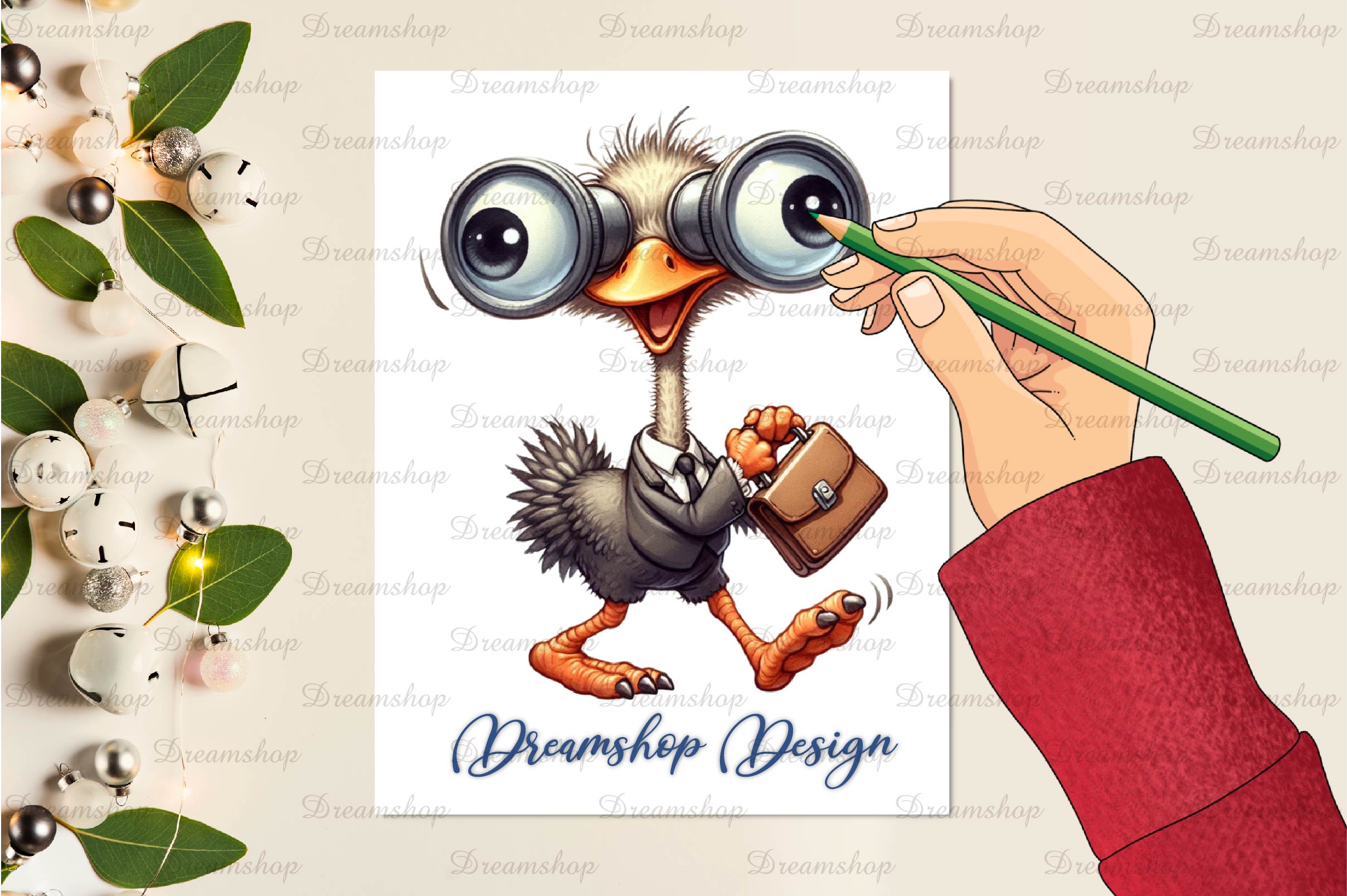 Cute And Funny Ostrich Clipart Bundle
