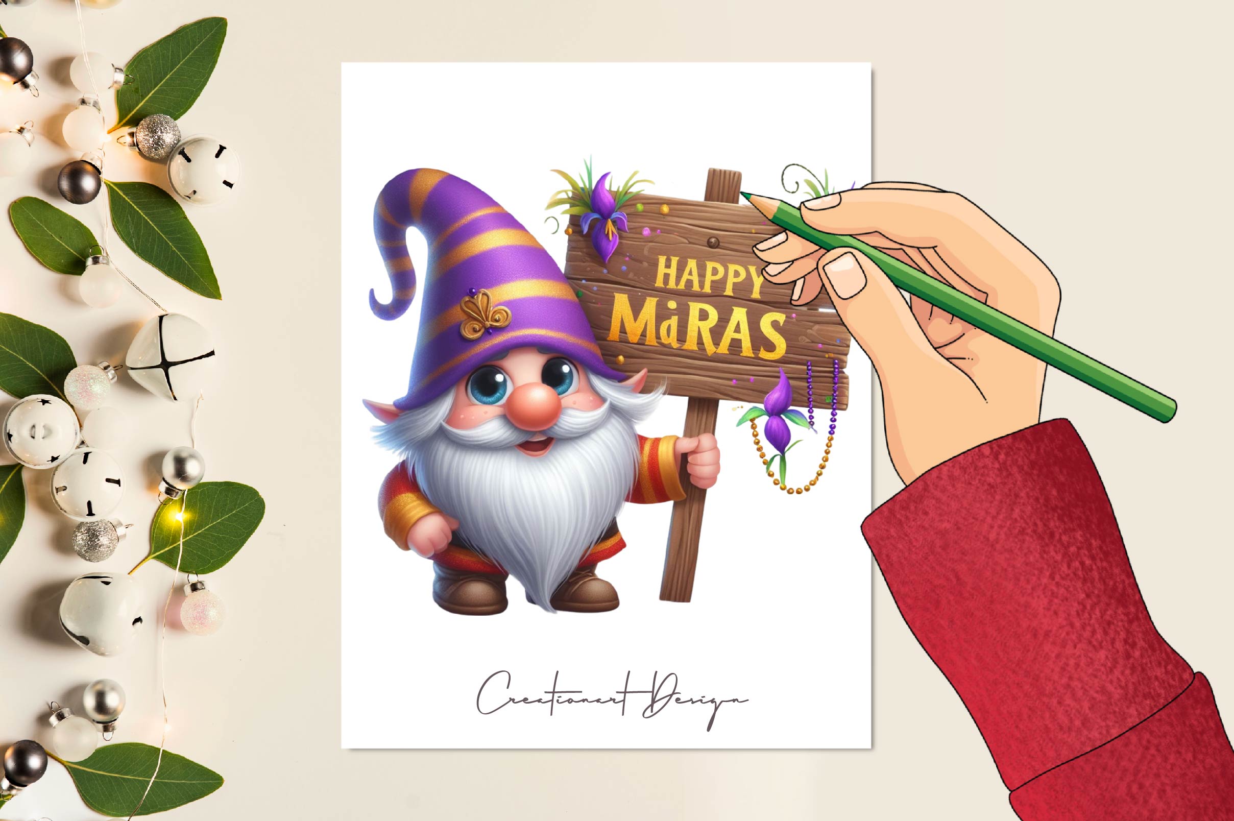 Happy Mardi Gras Gnome Clipart Bundle