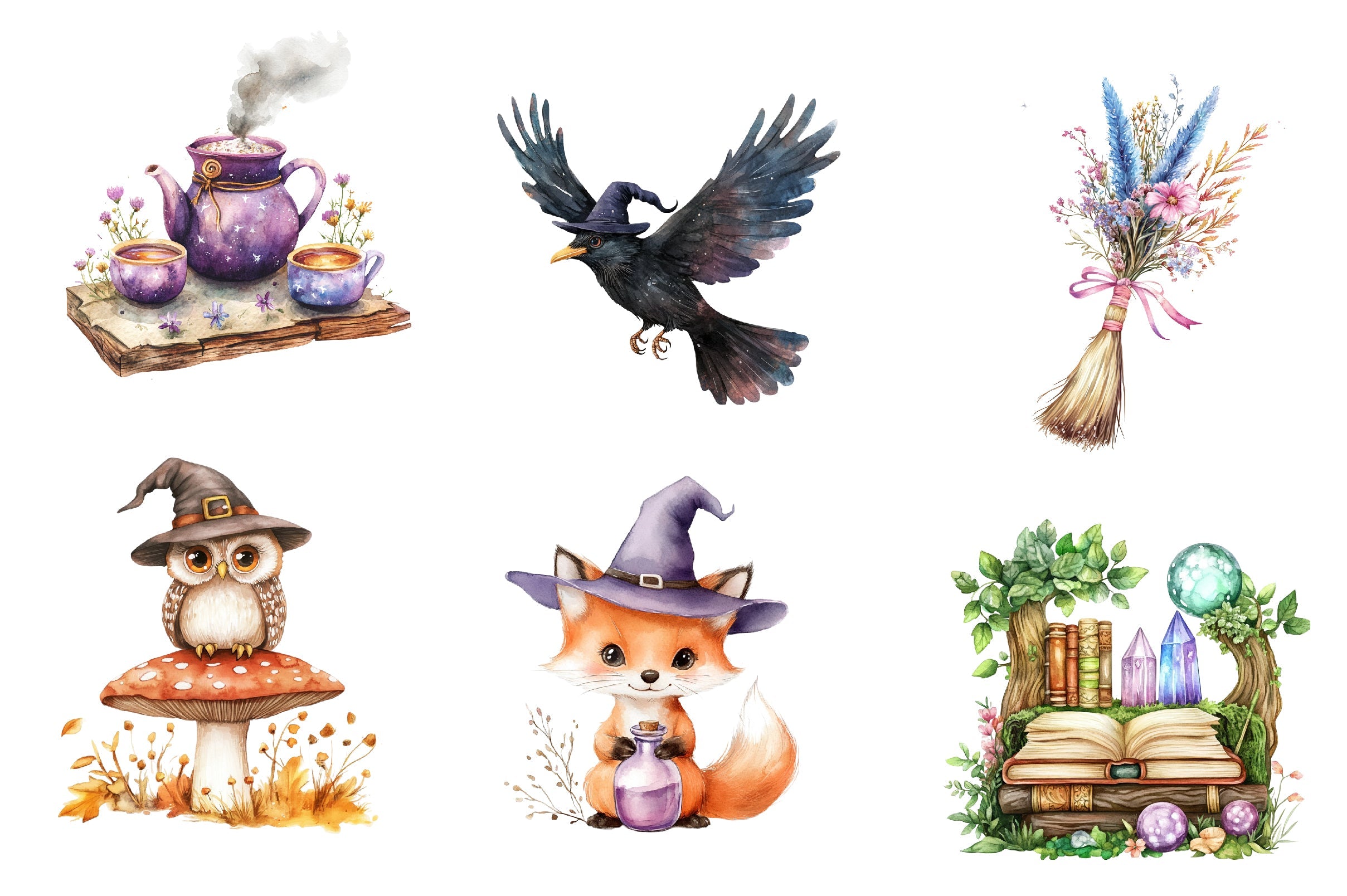 Cozy Magic Fairy Forest Witch Clipart Bundle 1