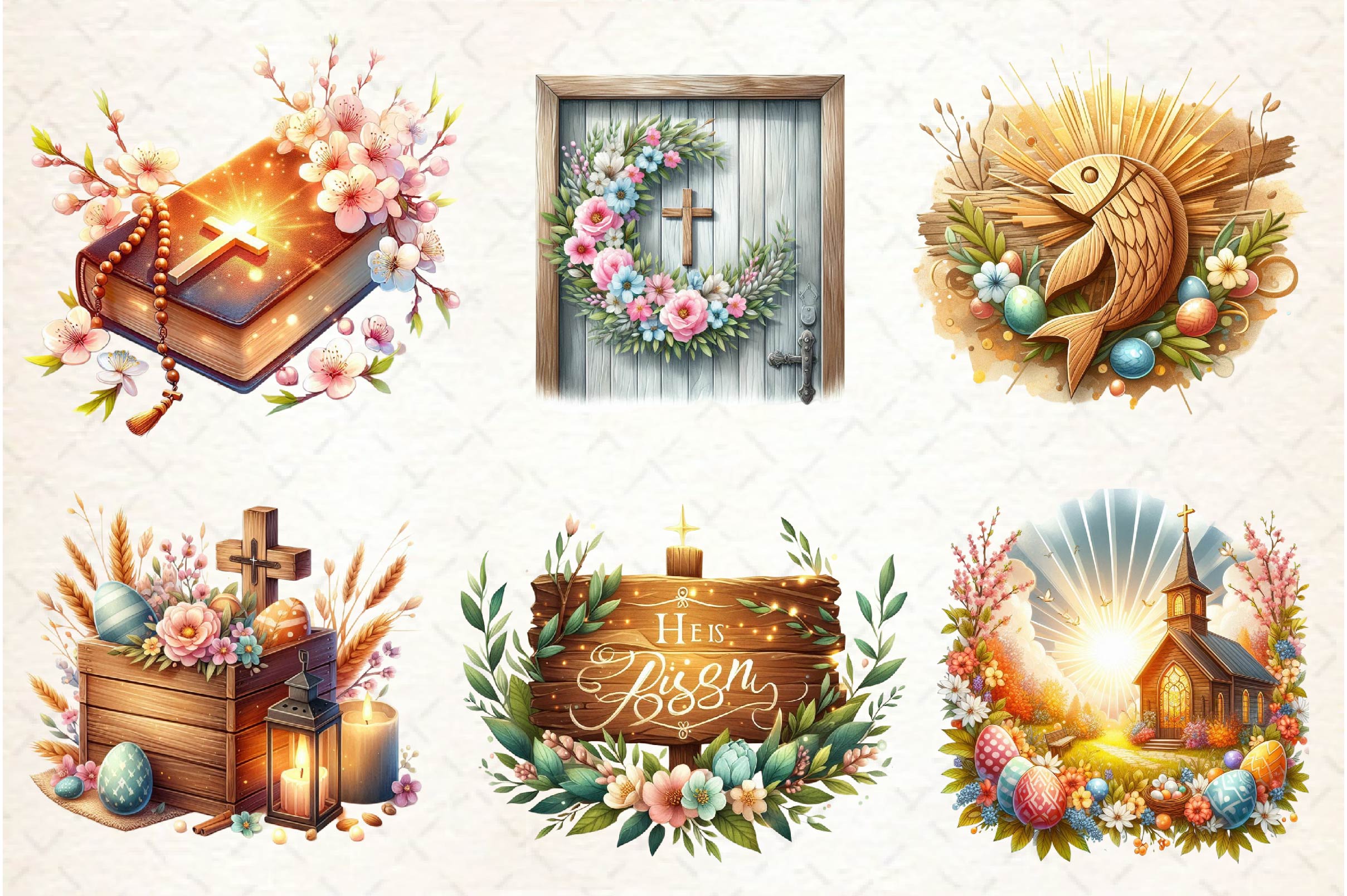 Christian Rustic Easter Clipart Bundle