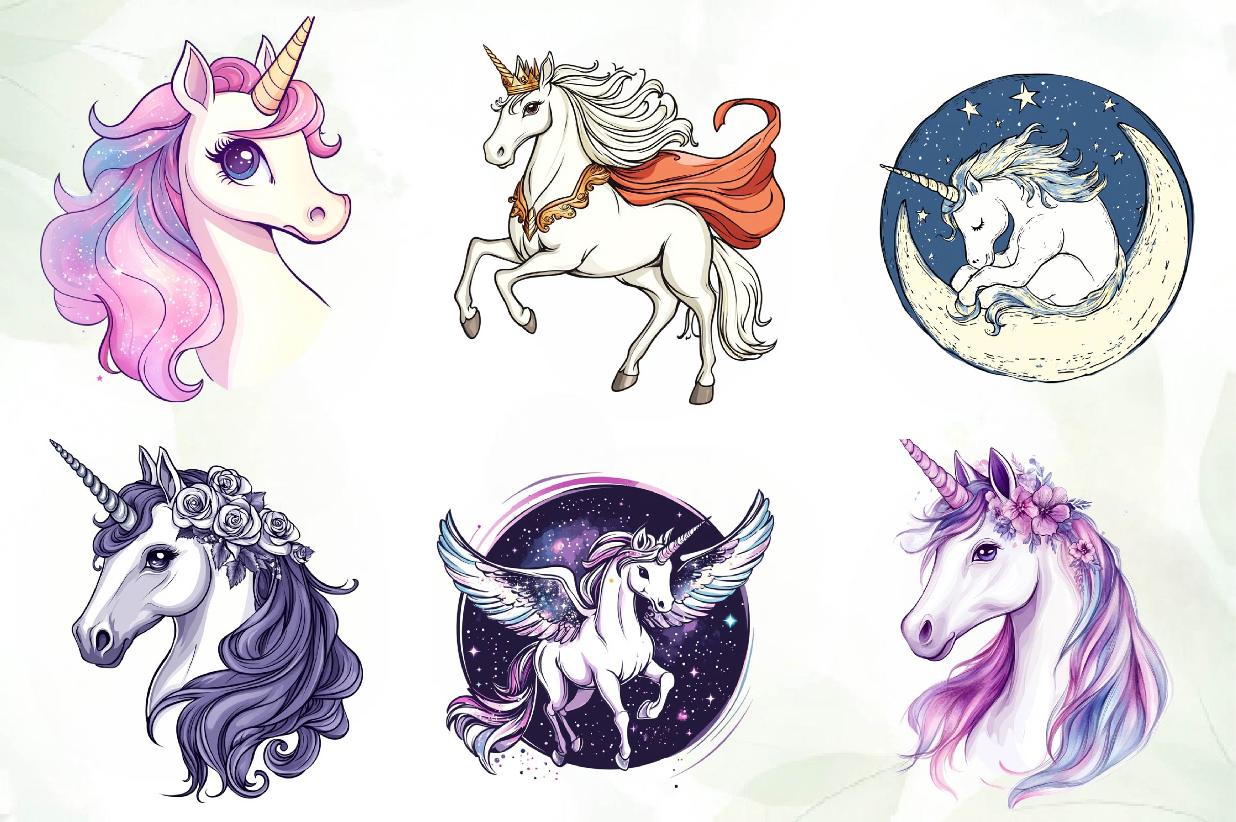 Fantasy Unicorn Clipart Bundle