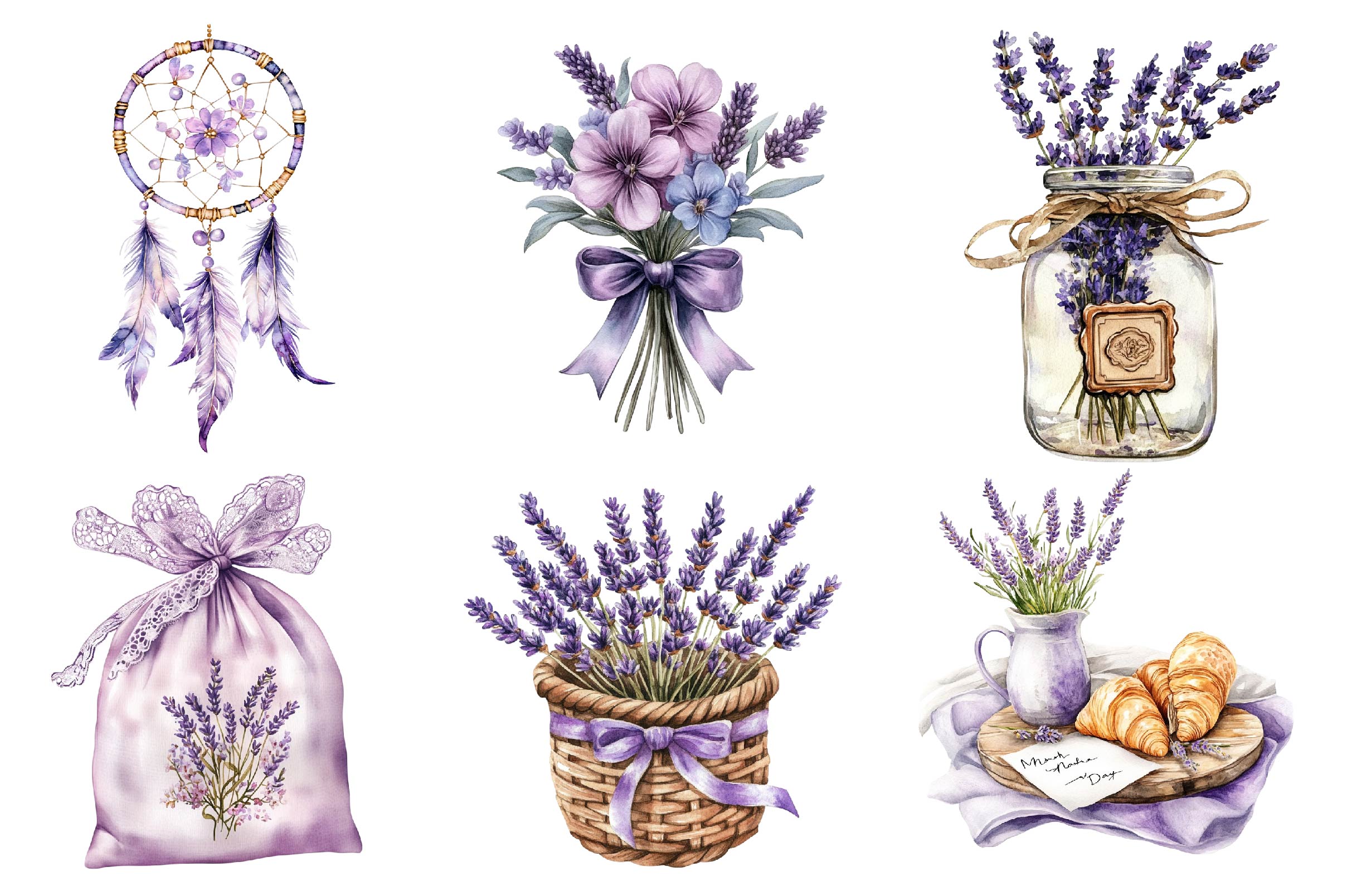 Lavender Mothers Day Clipart Bundle 1