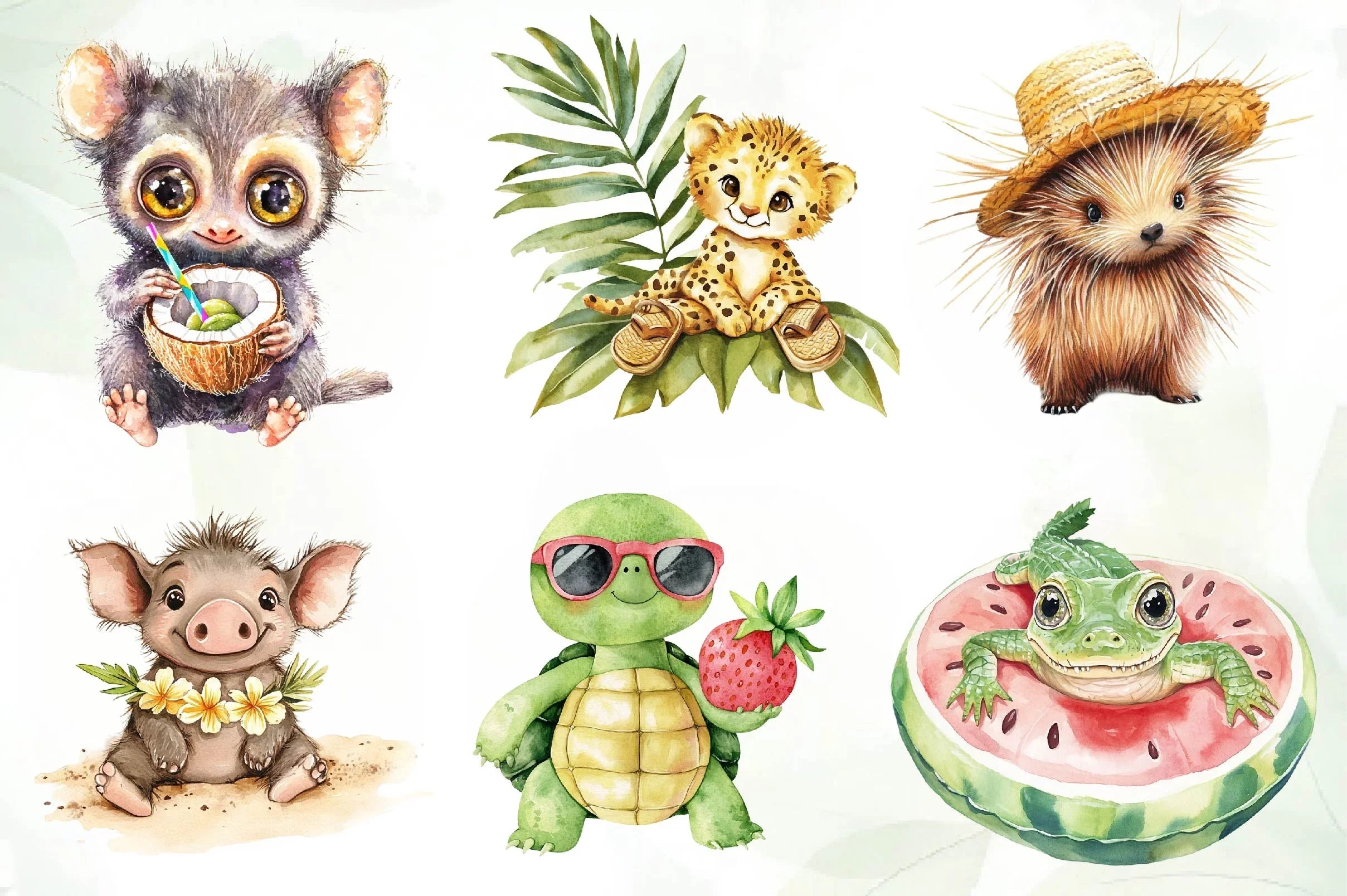 Cute Summer Safari Animals Clipart Bundle - CraftNest - Digital Crafting and Art