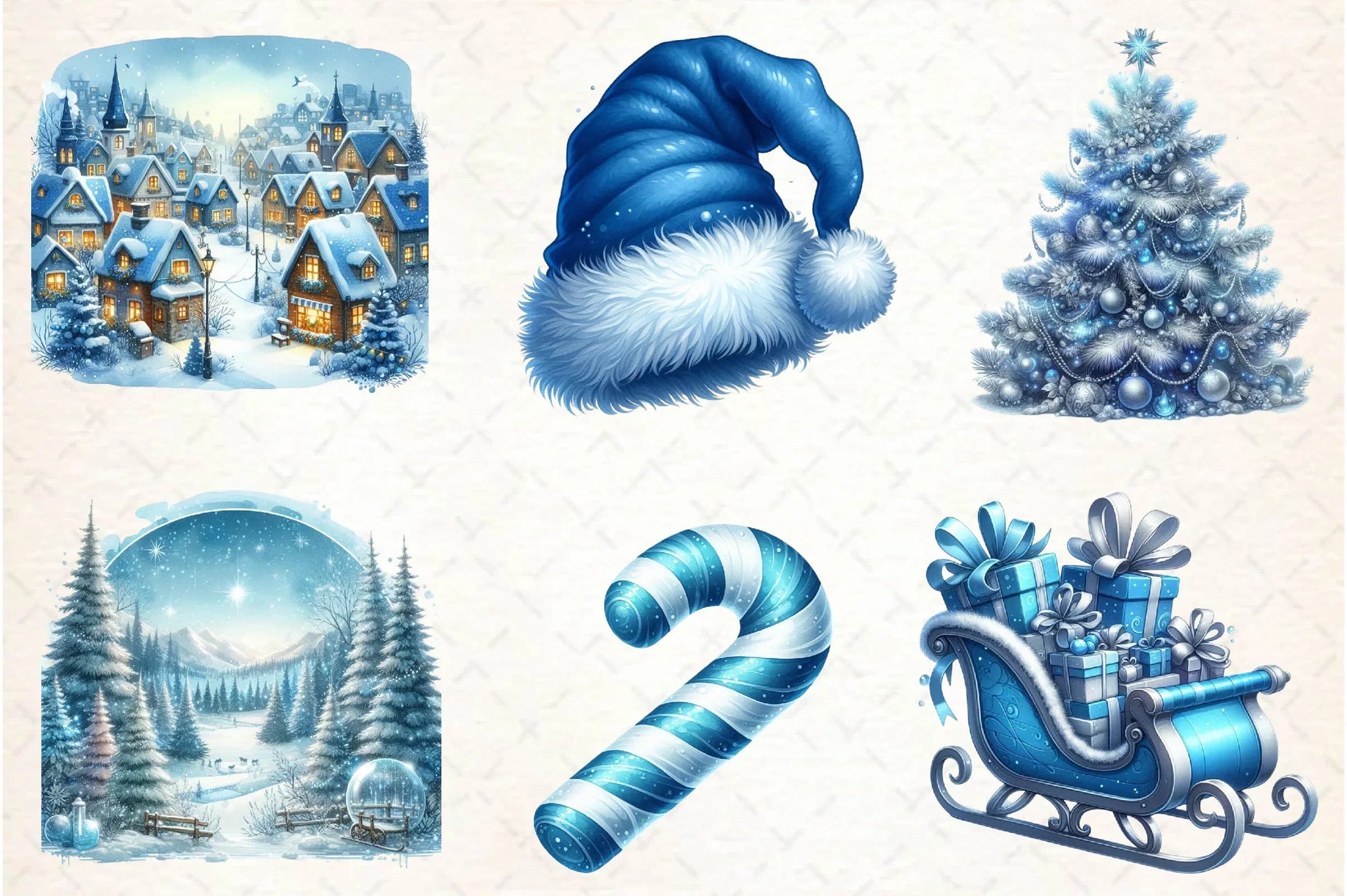 Blue Christmas Clipart Bundle - CraftNest - Digital Crafting and Art