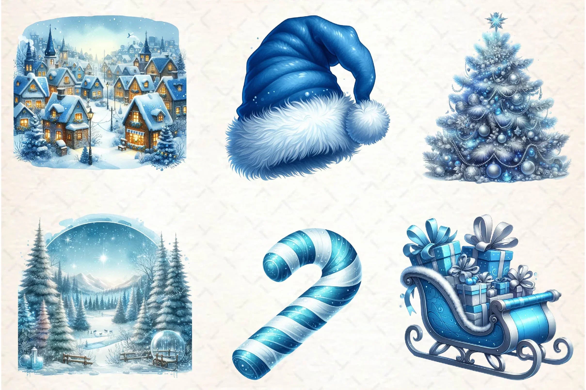 Blue Christmas Clipart Bundle - CraftNest - Digital Crafting and Art