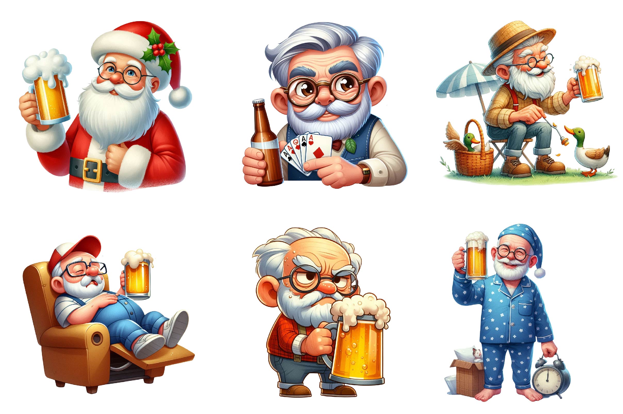 Funny Beer Loving Grandpa Clipart Bundle