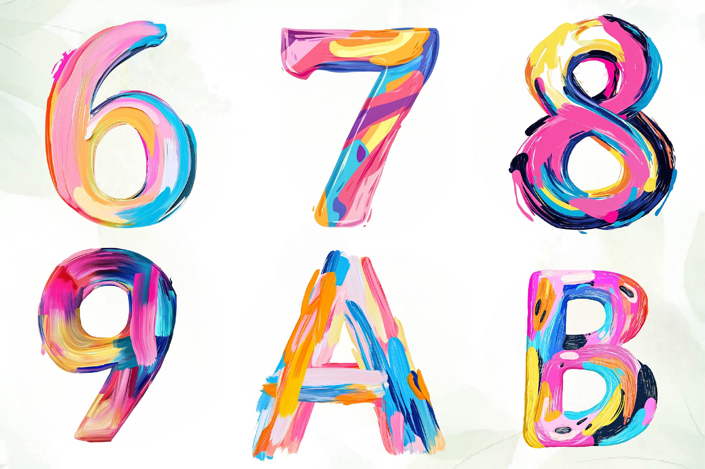 Brushstroke Letters Alphabet Clipart Bundle