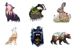 Double Exposure Woodland Animals Clipart Bundle 1 - CraftNest - Digital Crafting and Art