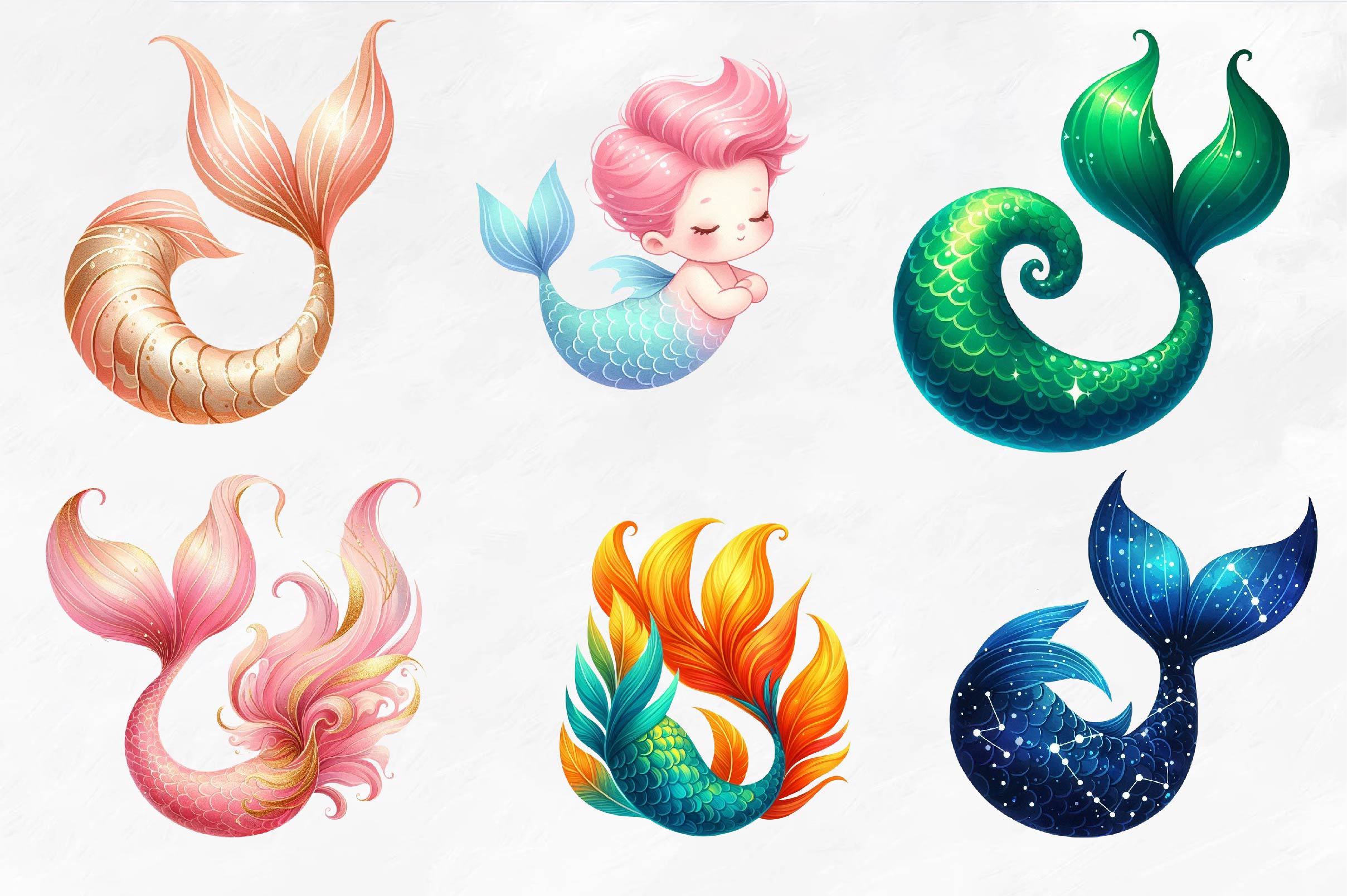 Mermaid Tail Clipart Bundle