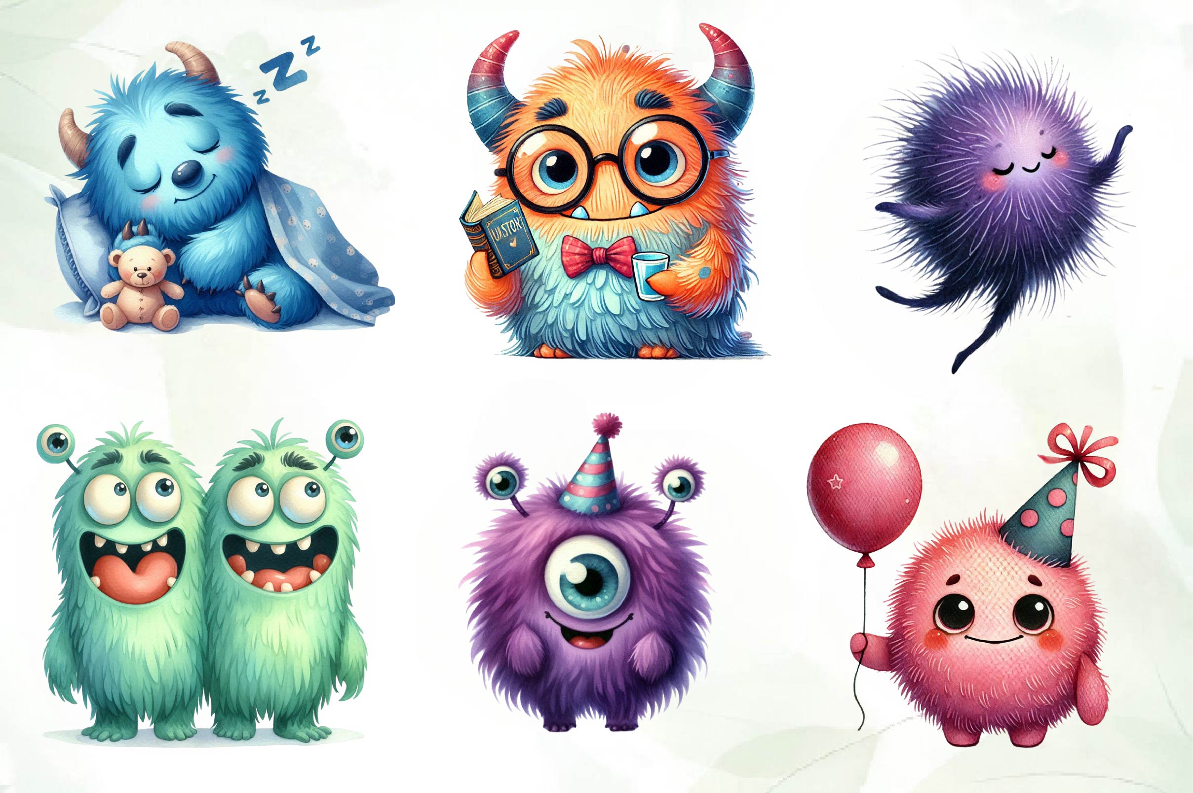 Cute Funny Monsters Clipart Bundle