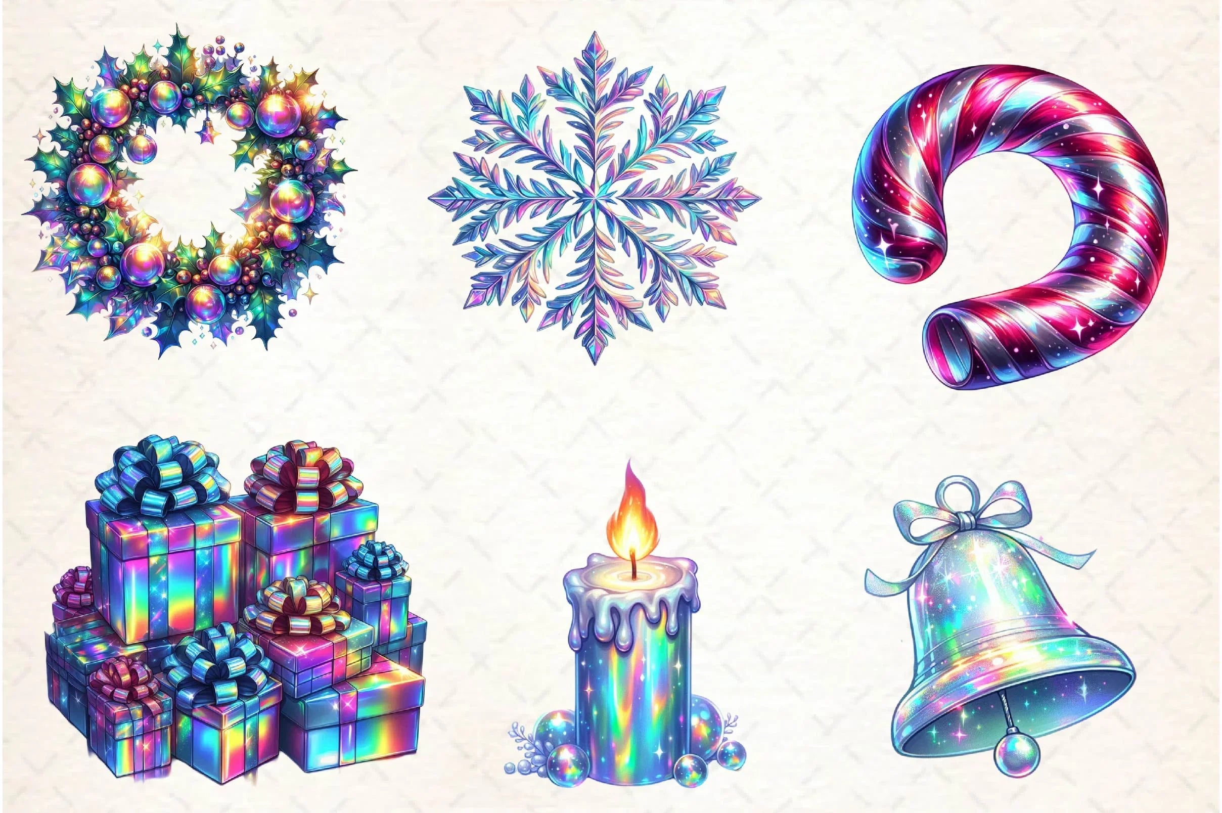 Holographic Christmas Clipart Bundle - CraftNest - Digital Crafting and Art