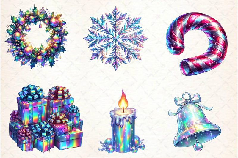 Holographic Christmas Clipart Bundle - CraftNest - Digital Crafting and Art