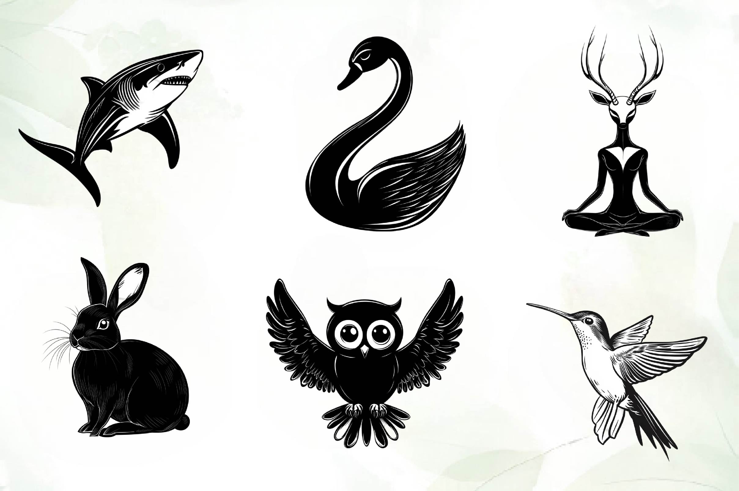 Black Animals Icon Clipart Bundle