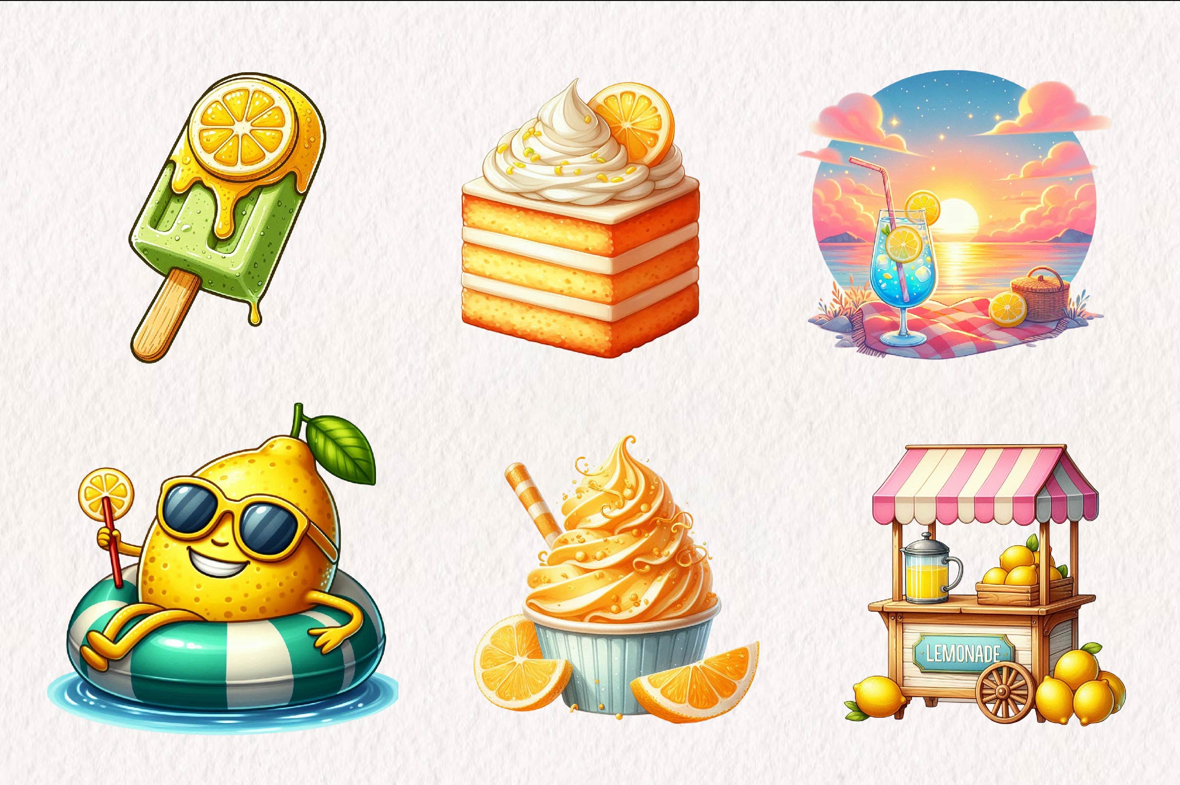 Summer Lemons Clipart Bundle