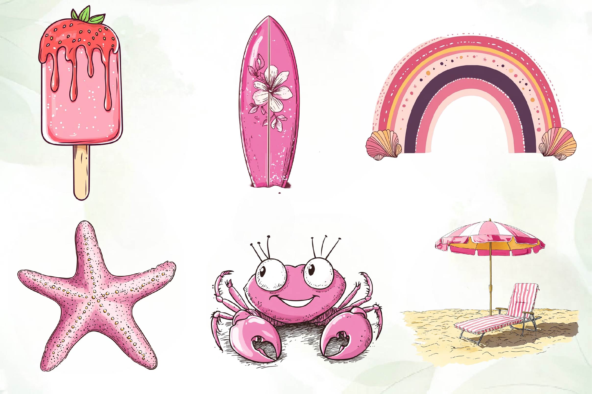 Pink Summer Clipart Bundle 1