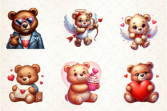 Valentine's Day Teddy Bears Clipart Bundle - CraftNest - Digital Crafting and Art