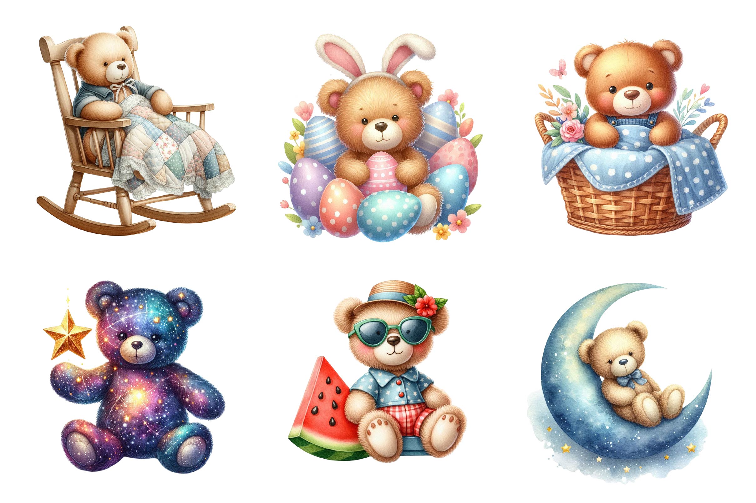 Cute Plush Toy Teddy Bear Clipart Bundle