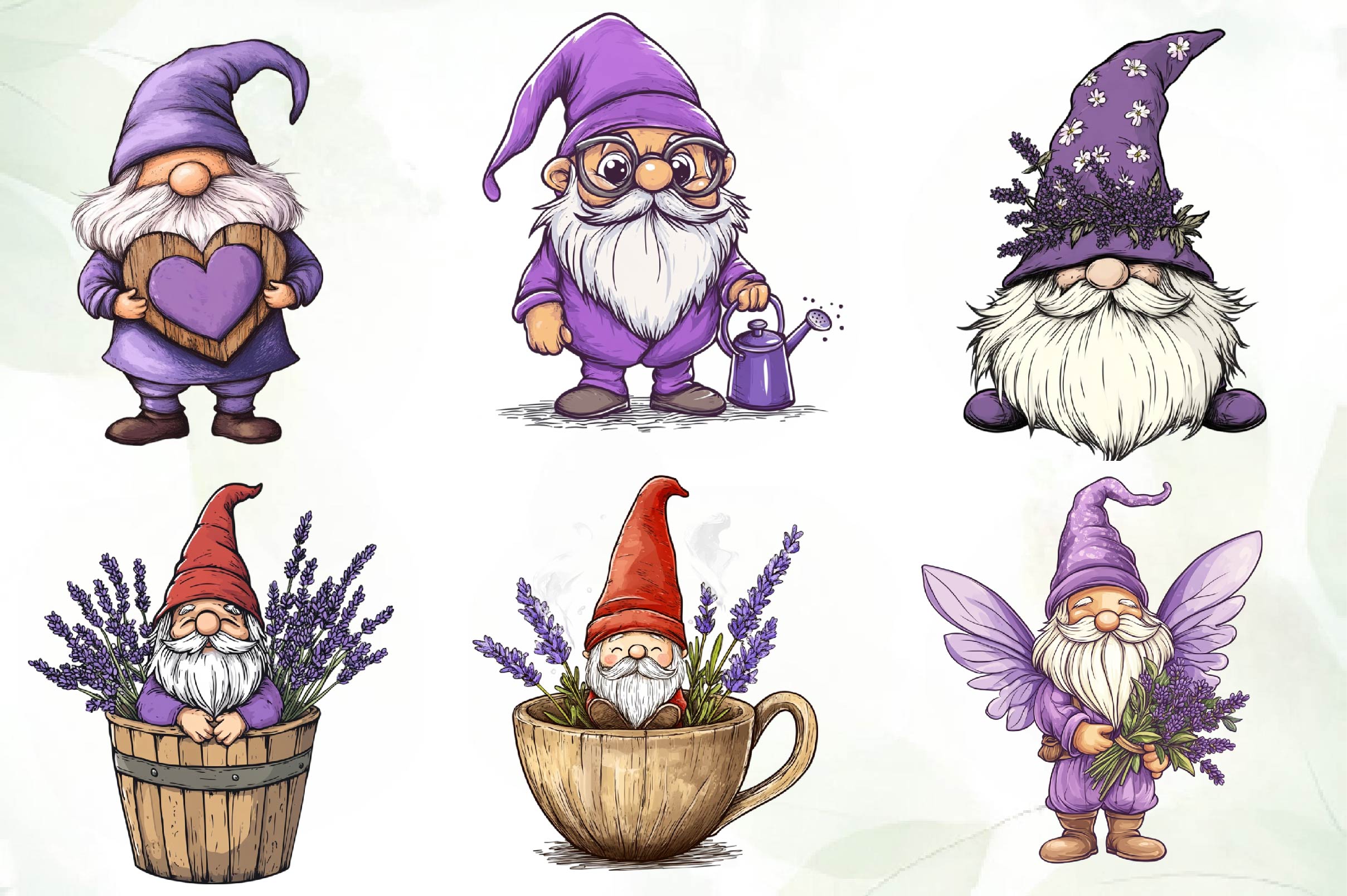 Lavender Purple Gnome Clipart Bundle