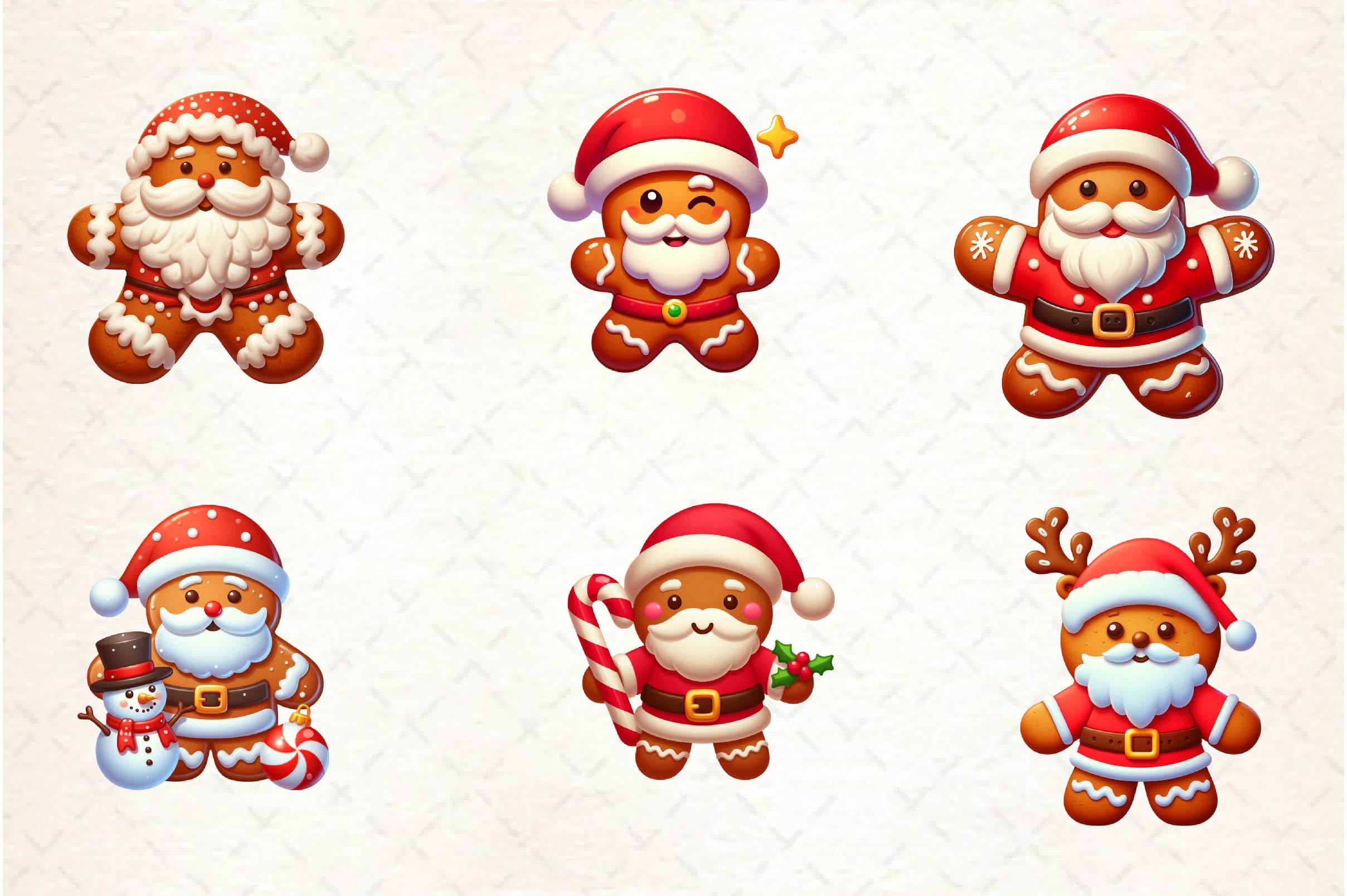 Santa Gingerbread Man Clipart Bundle