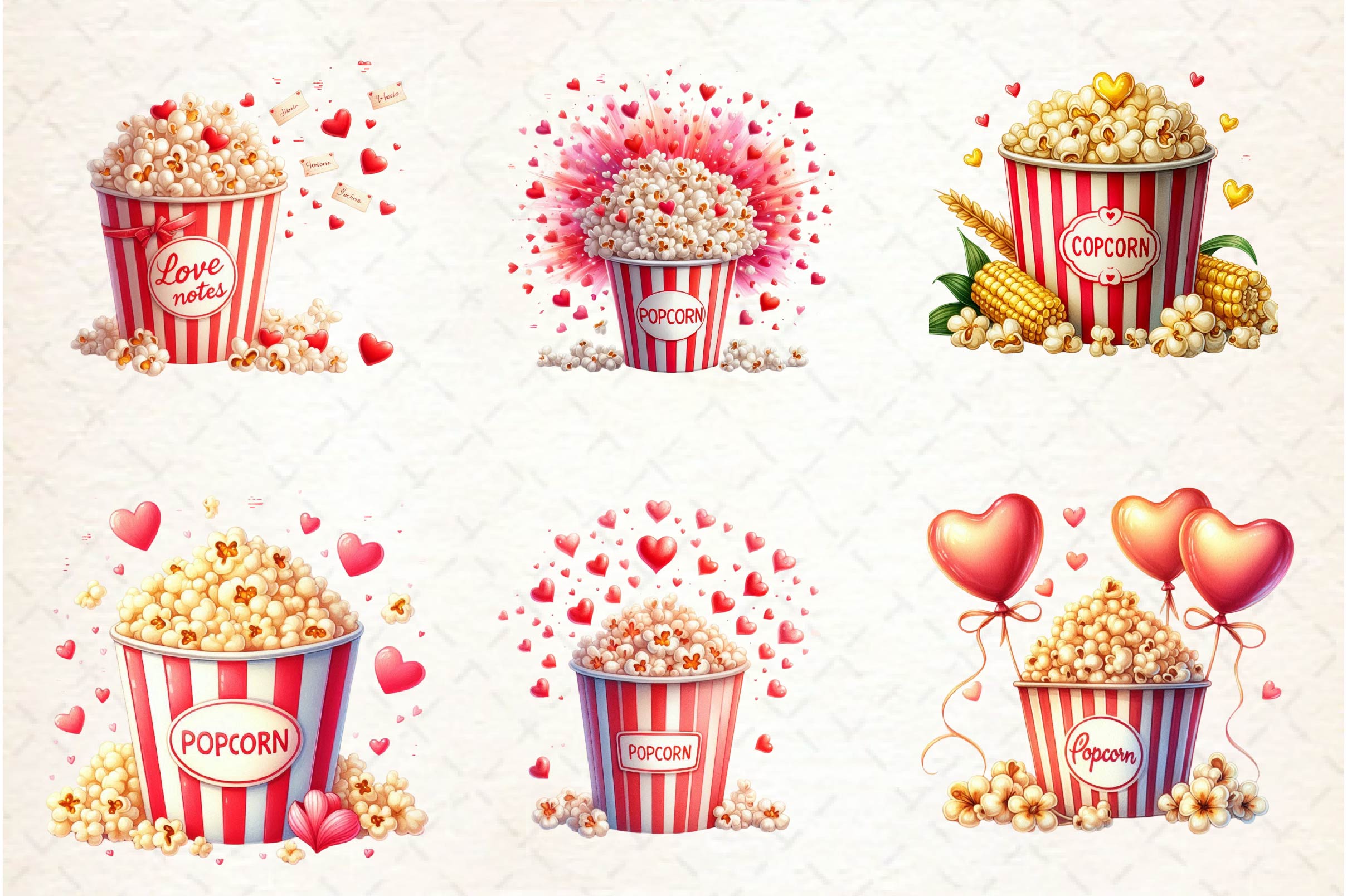 Valentine Popcorn Clipart Bundle