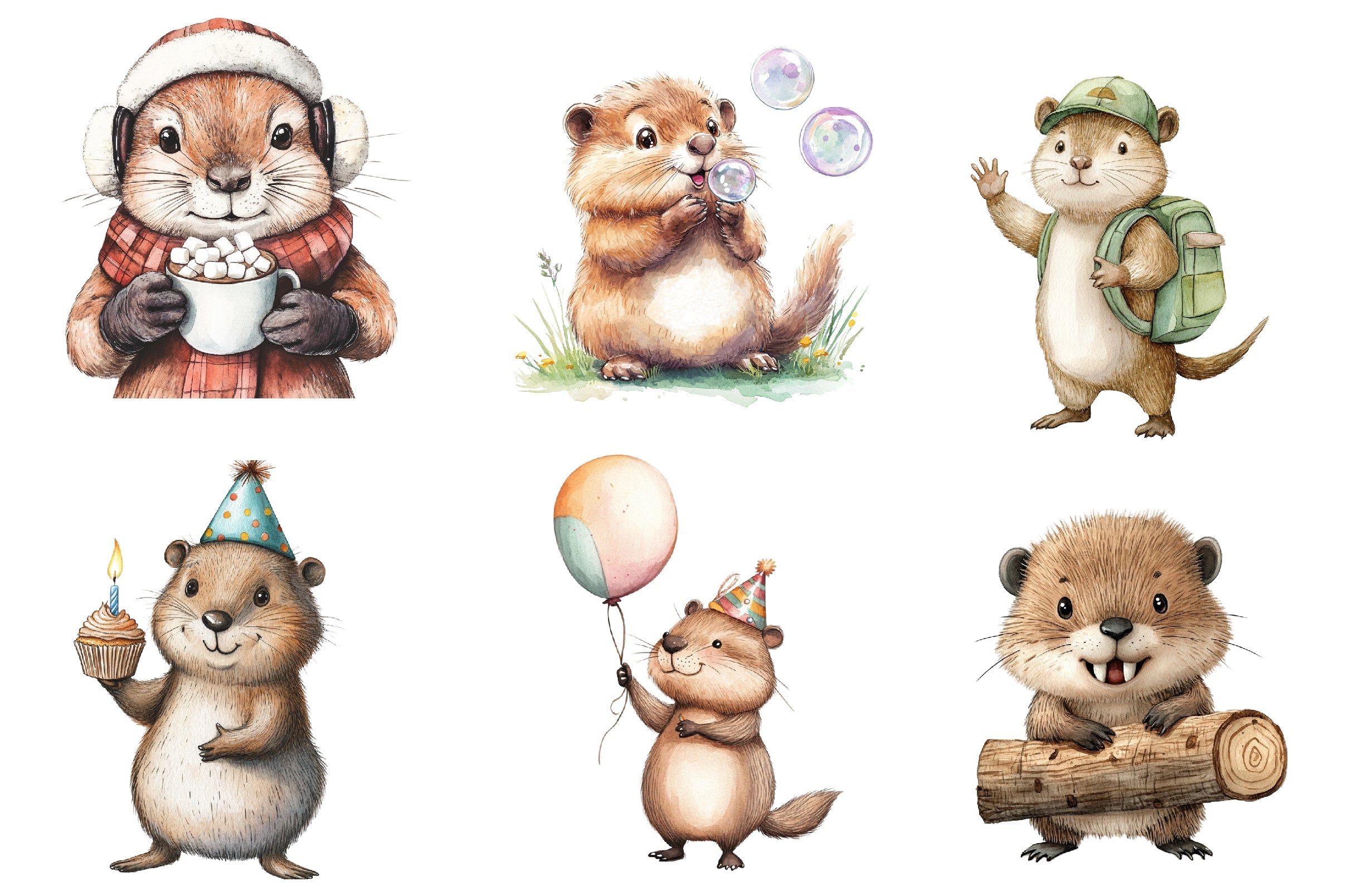 Cute Beaver Clip Art Woodland Animals Clipart Bundle