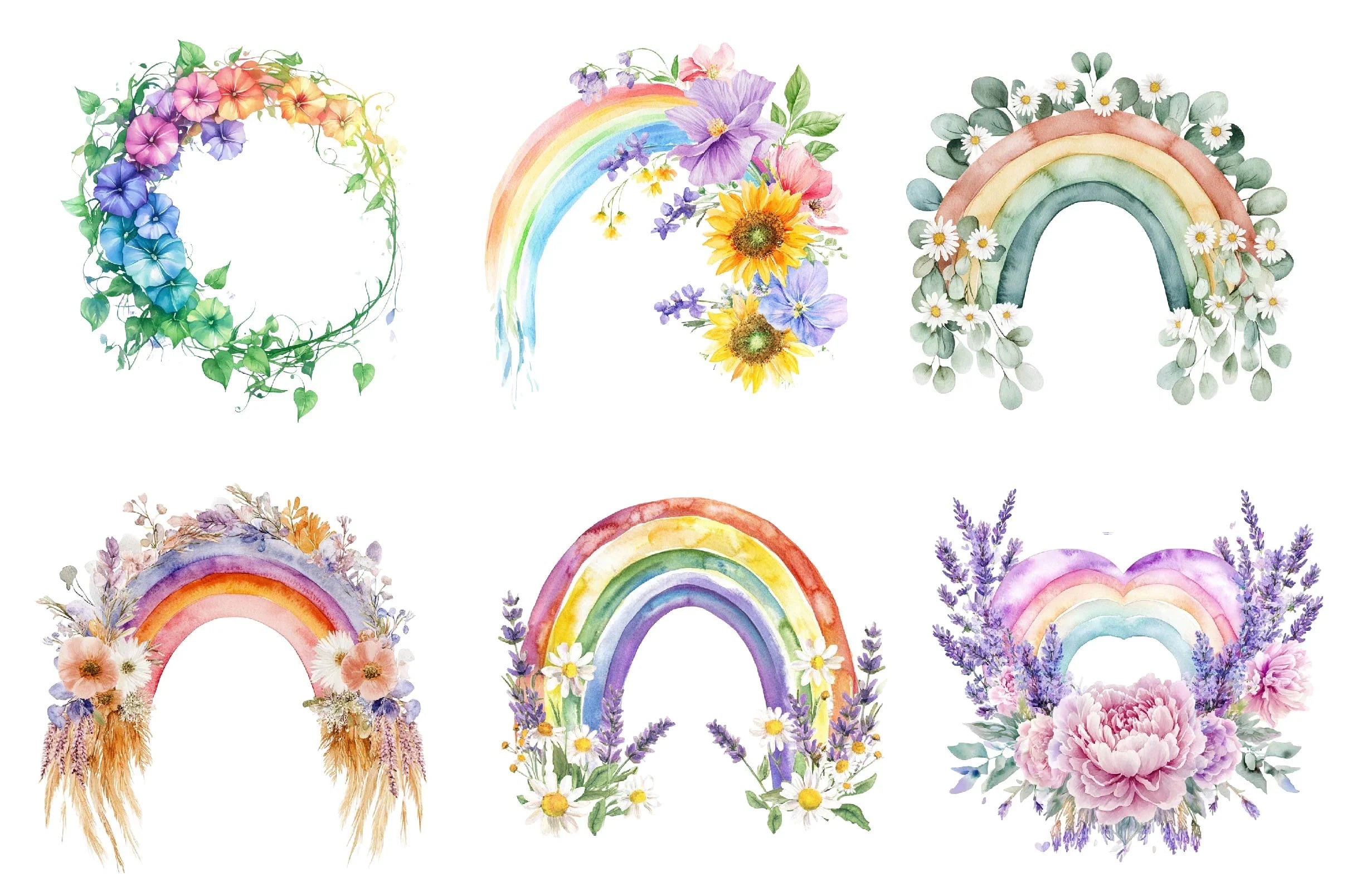 Floral Spring Rainbow Clipart Bundle - CraftNest - Digital Crafting and Art