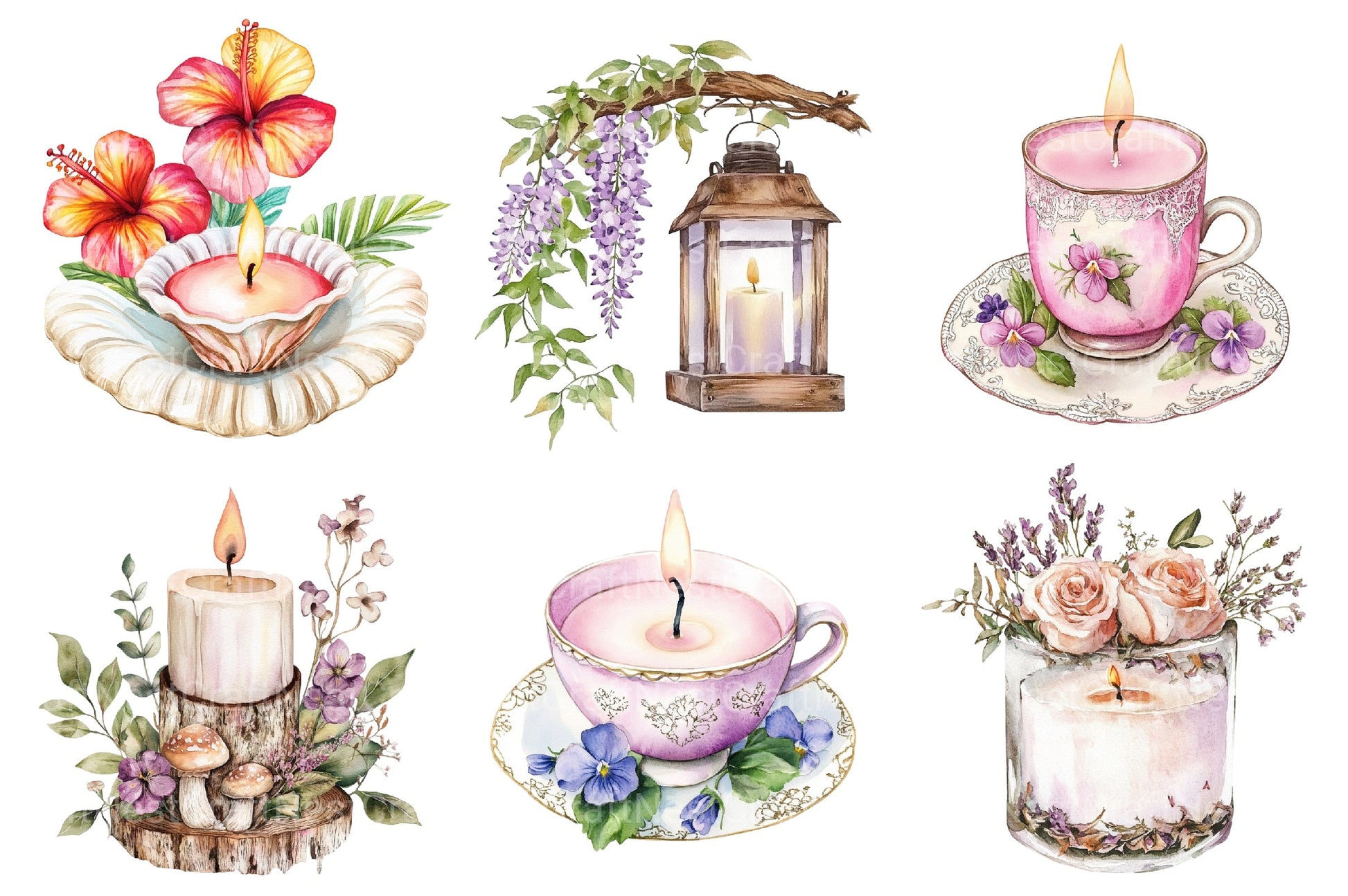Flowery Candles Clipart Bundle - CraftNest - Digital Crafting and Art