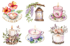 Flowery Candles Clipart Bundle - CraftNest - Digital Crafting and Art