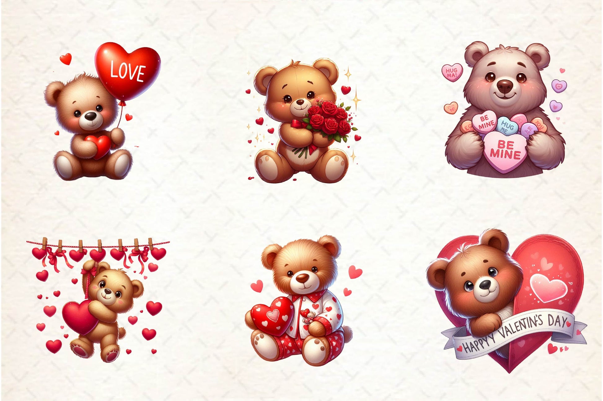 Valentine's Day Teddy Bears Clipart Bundle - CraftNest - Digital Crafting and Art