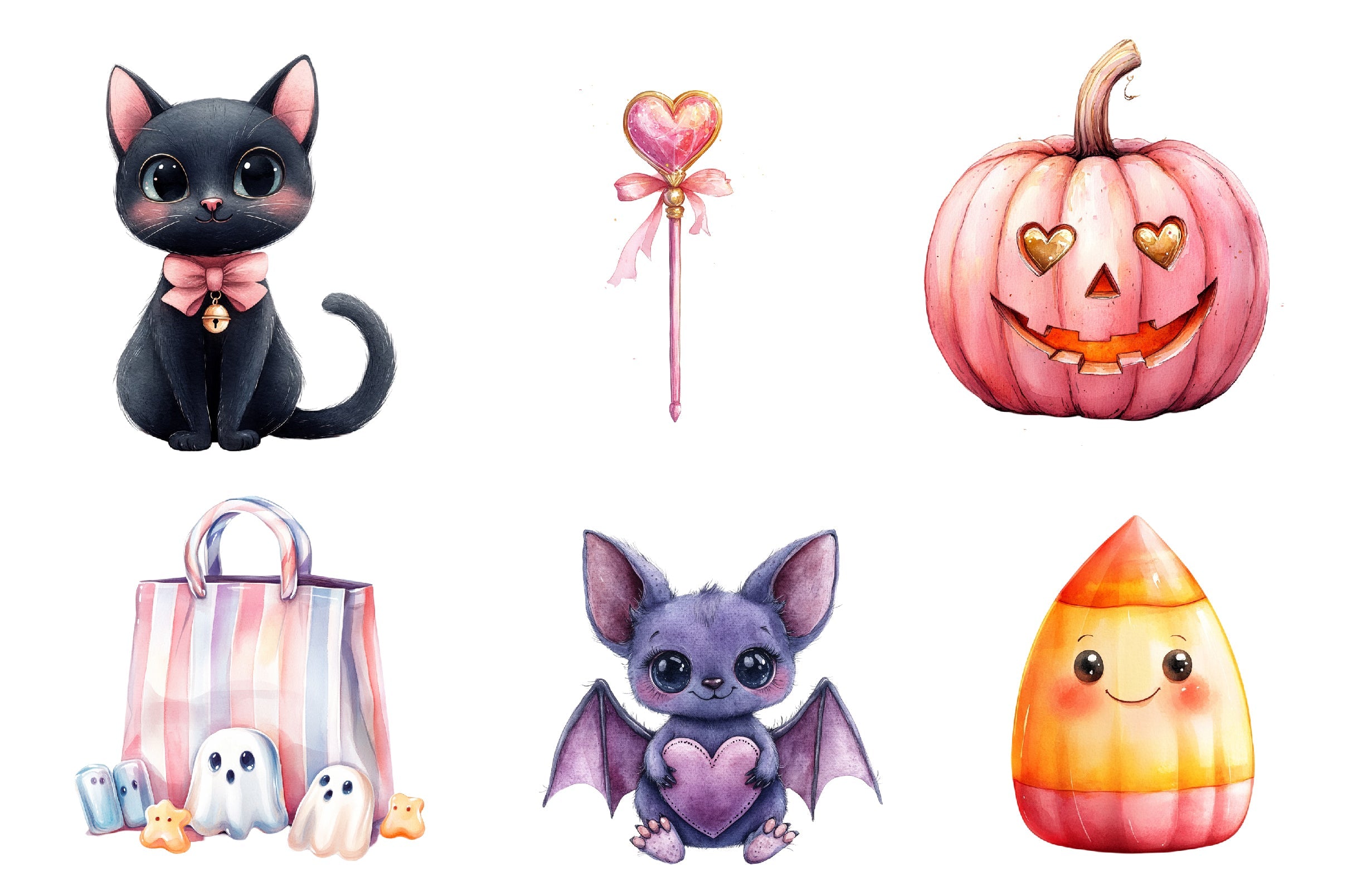 Charm Pink Halloween Clipart Bundle