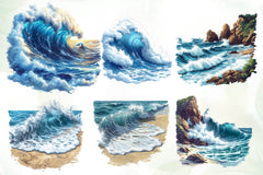 Vintage Ocean Waves Clipart Bundle - CraftNest - Digital Crafting and Art