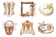 Neutral Rustic Coquette Fall Clipart Bundle 1 - CraftNest - Digital Crafting and Art