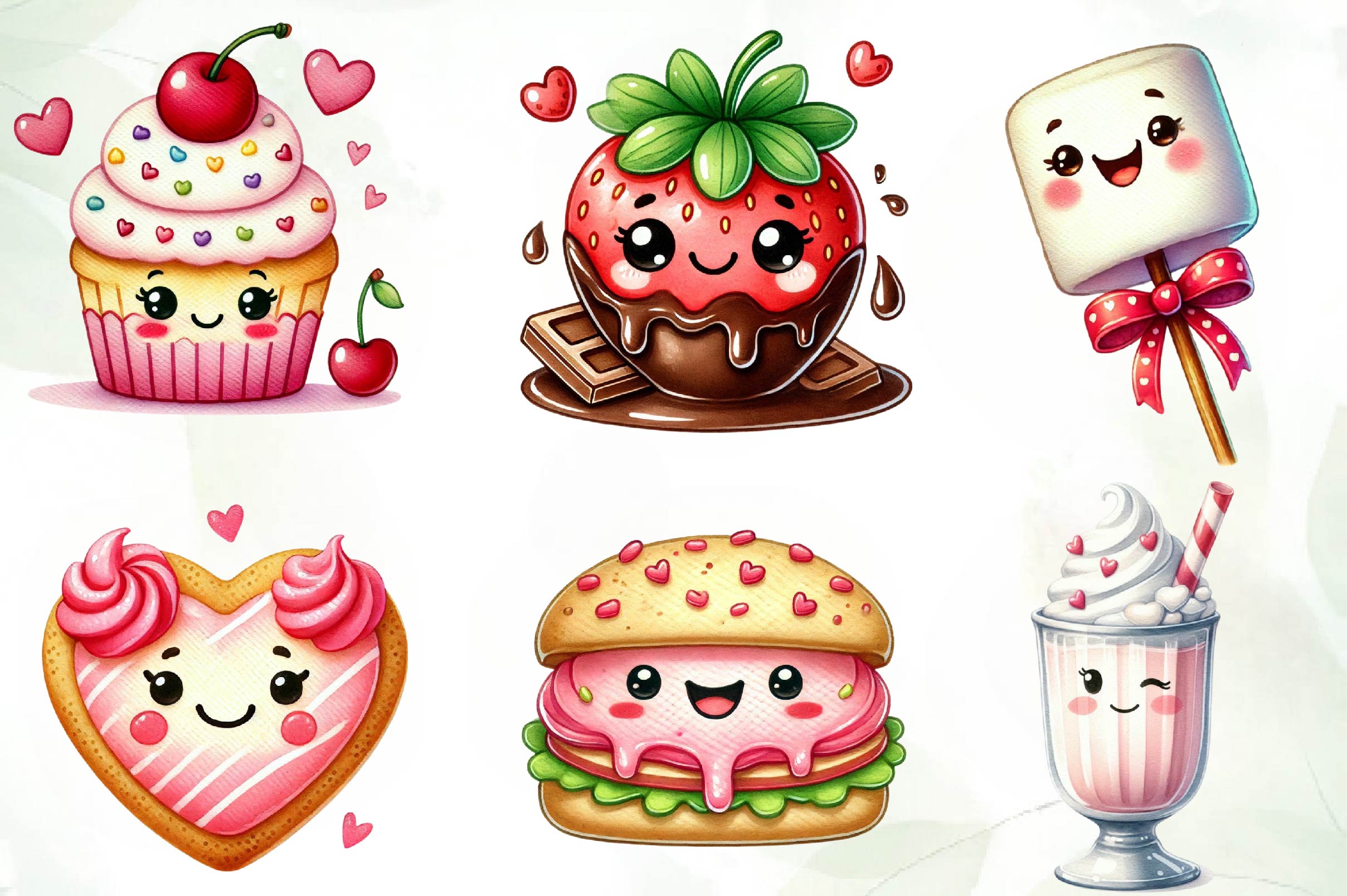 Kawaii Sweet Valentine Food Clipart Bundle