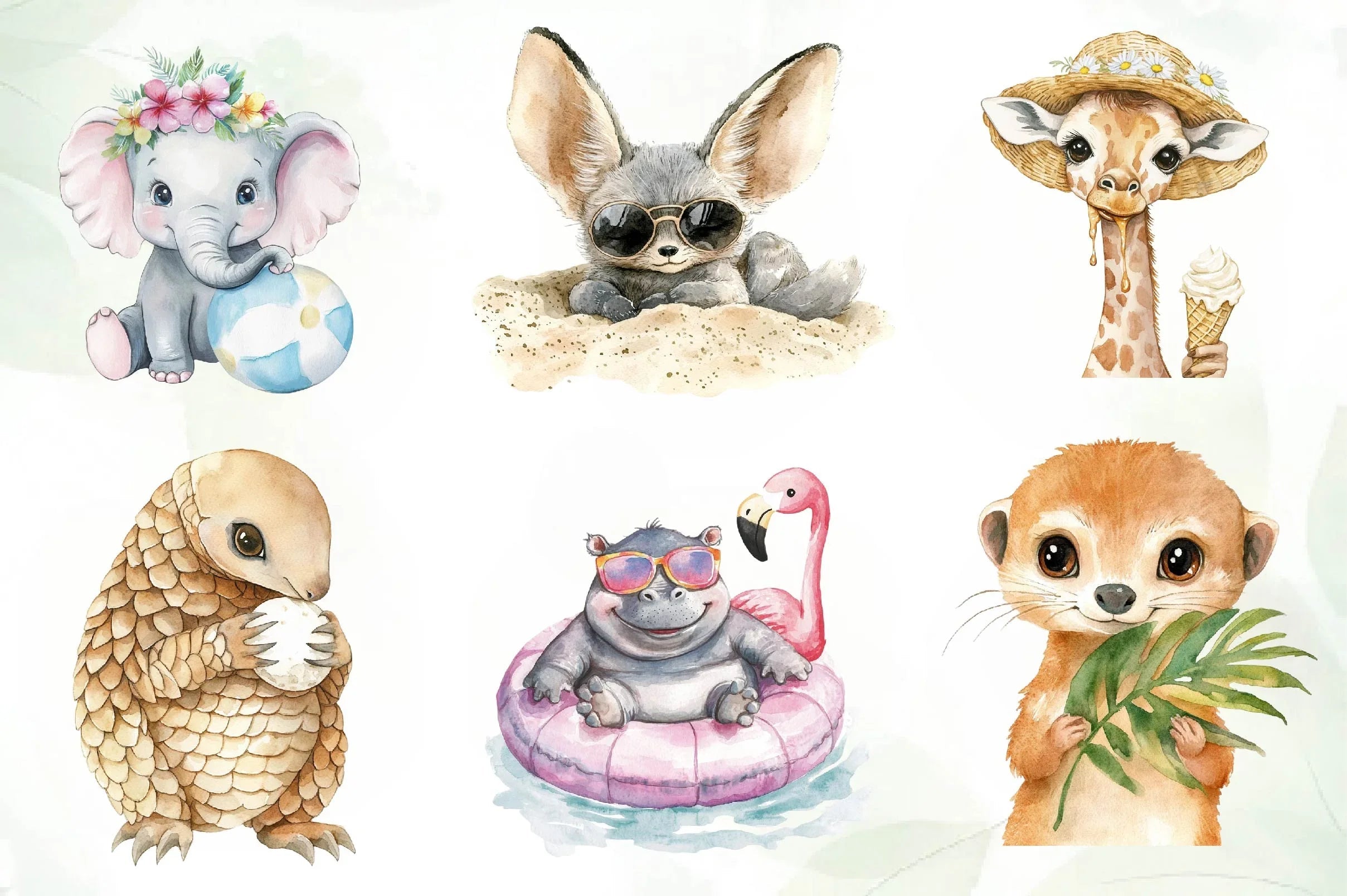 Cute Summer Safari Animals Clipart Bundle - CraftNest - Digital Crafting and Art