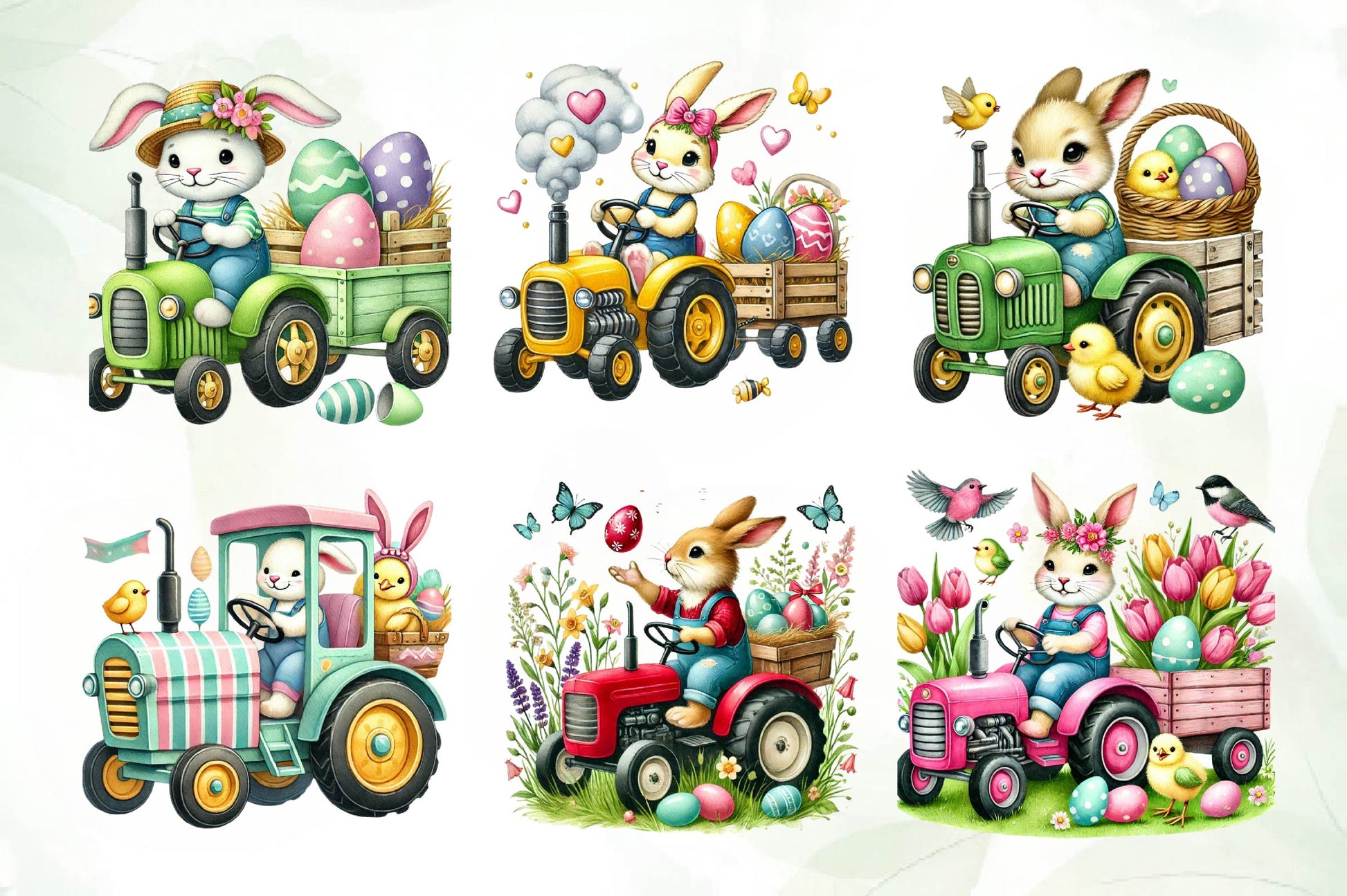 Easter Bunny Tractor Clipart Bundle - CraftNest - Digital Crafting and Art
