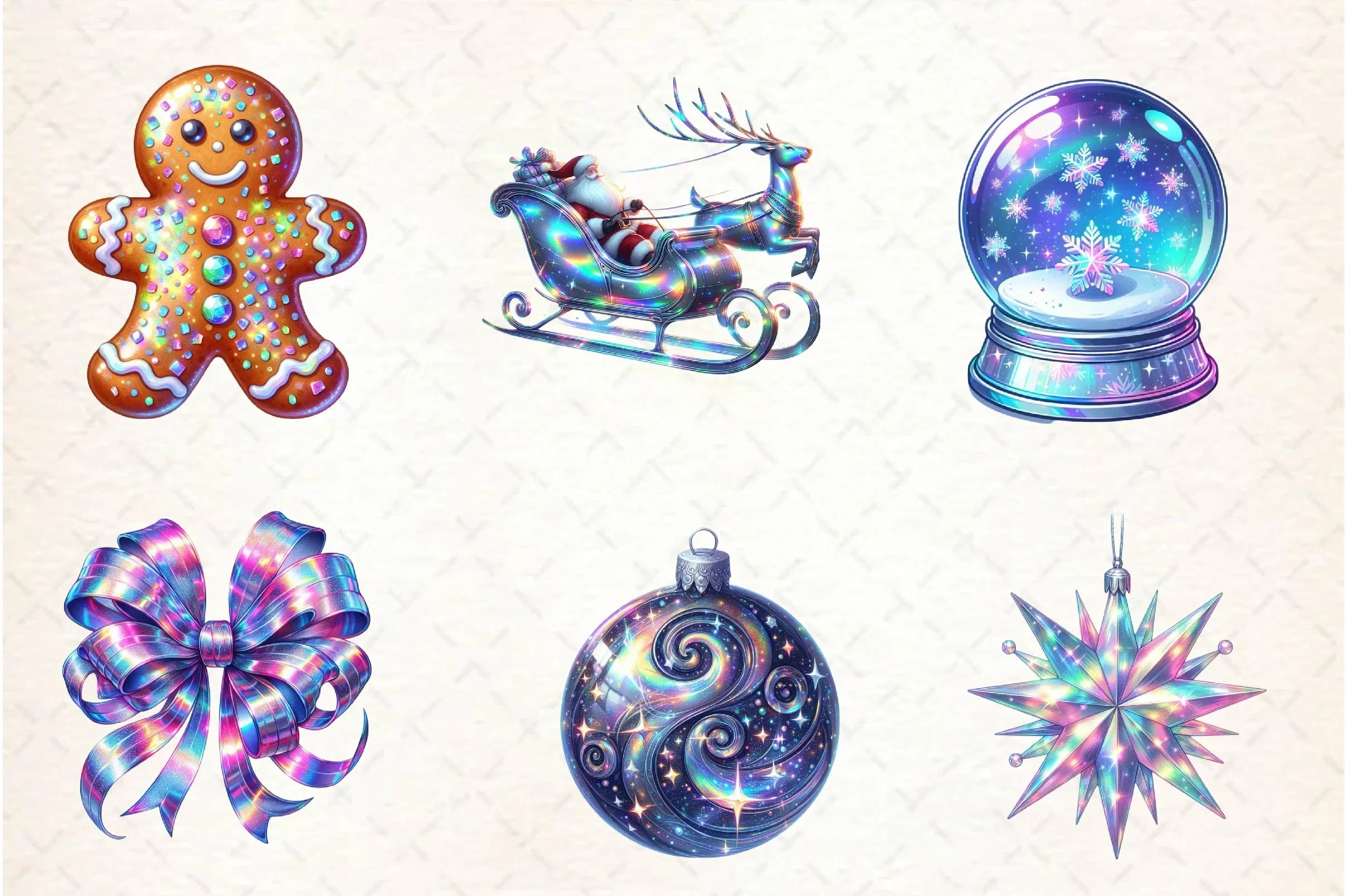 Holographic Christmas Clipart Bundle - CraftNest - Digital Crafting and Art