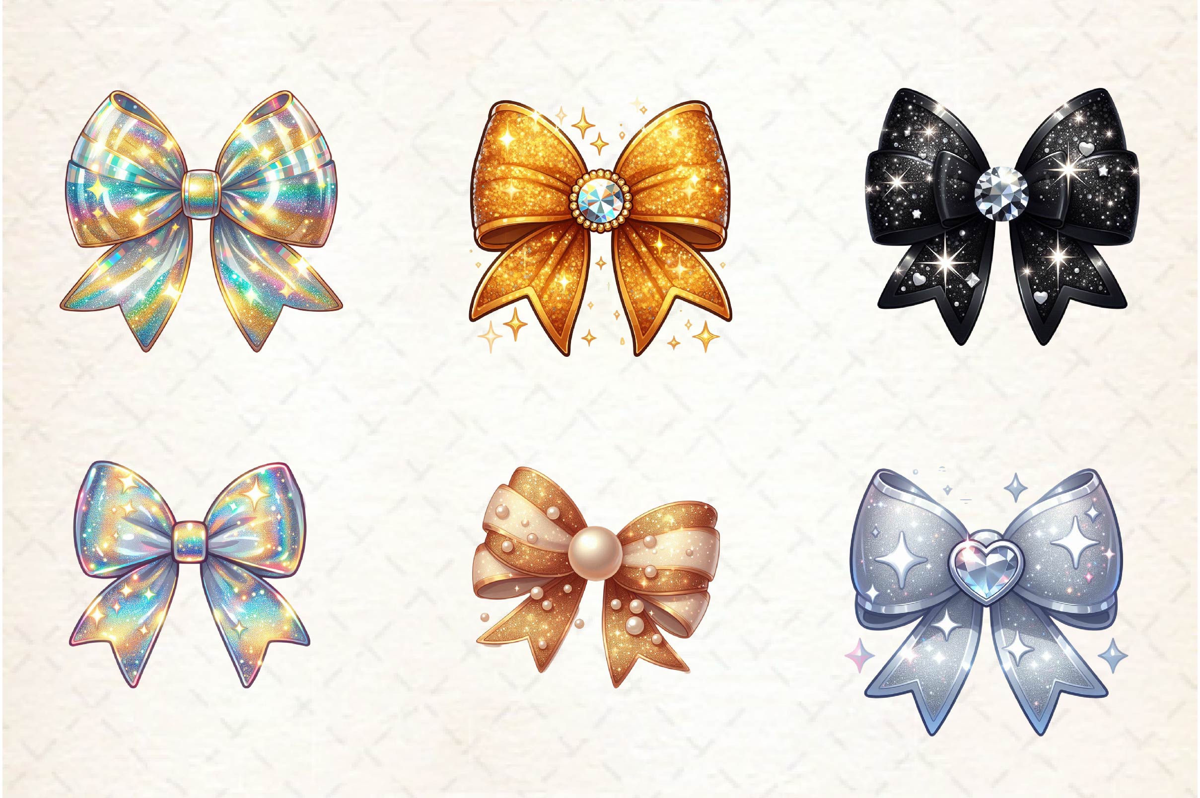 Coquette New Year Bow Clipart Bundle