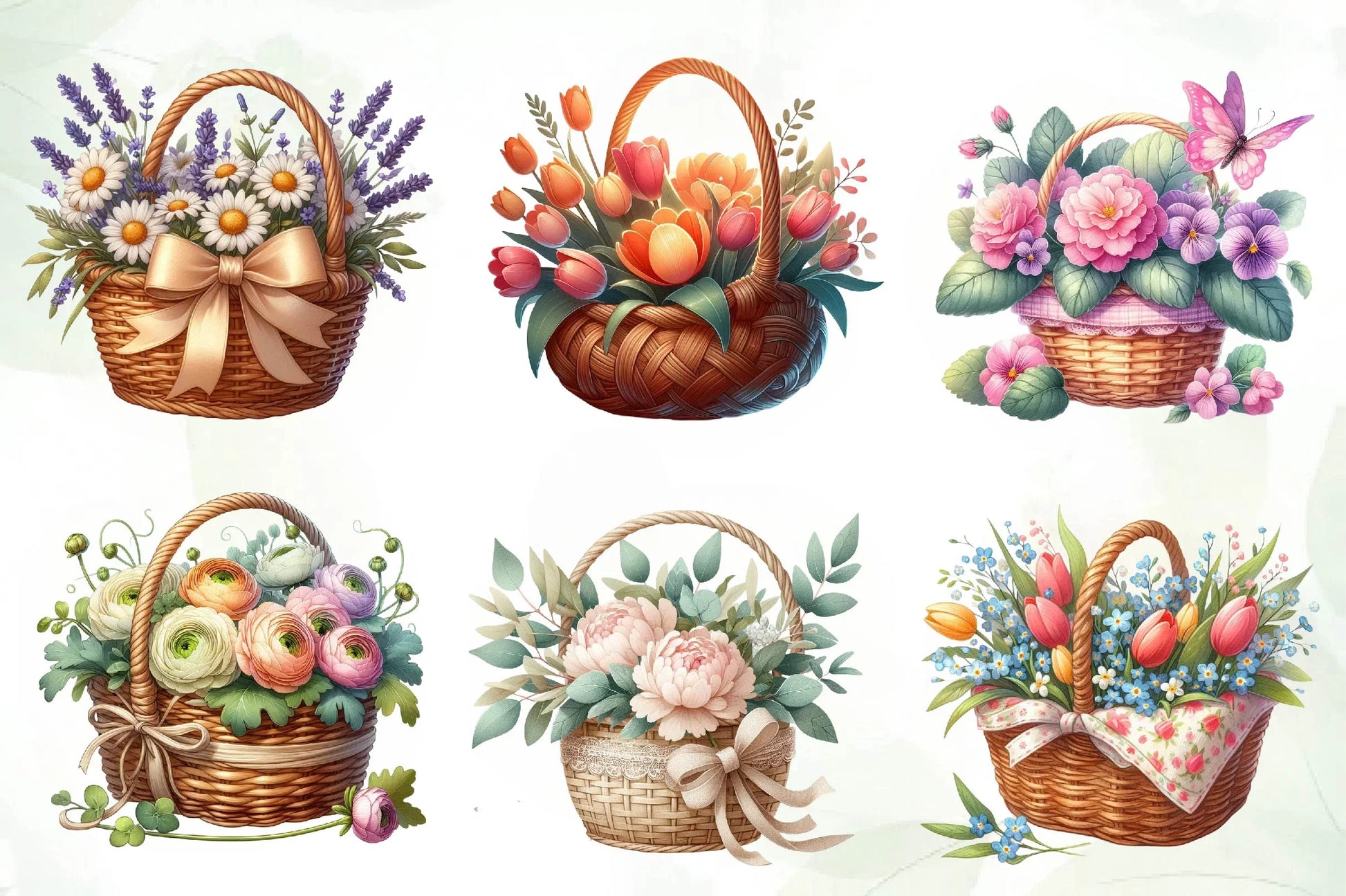 Spring Flowers Basket Clipart Bundle - CraftNest - Digital Crafting and Art