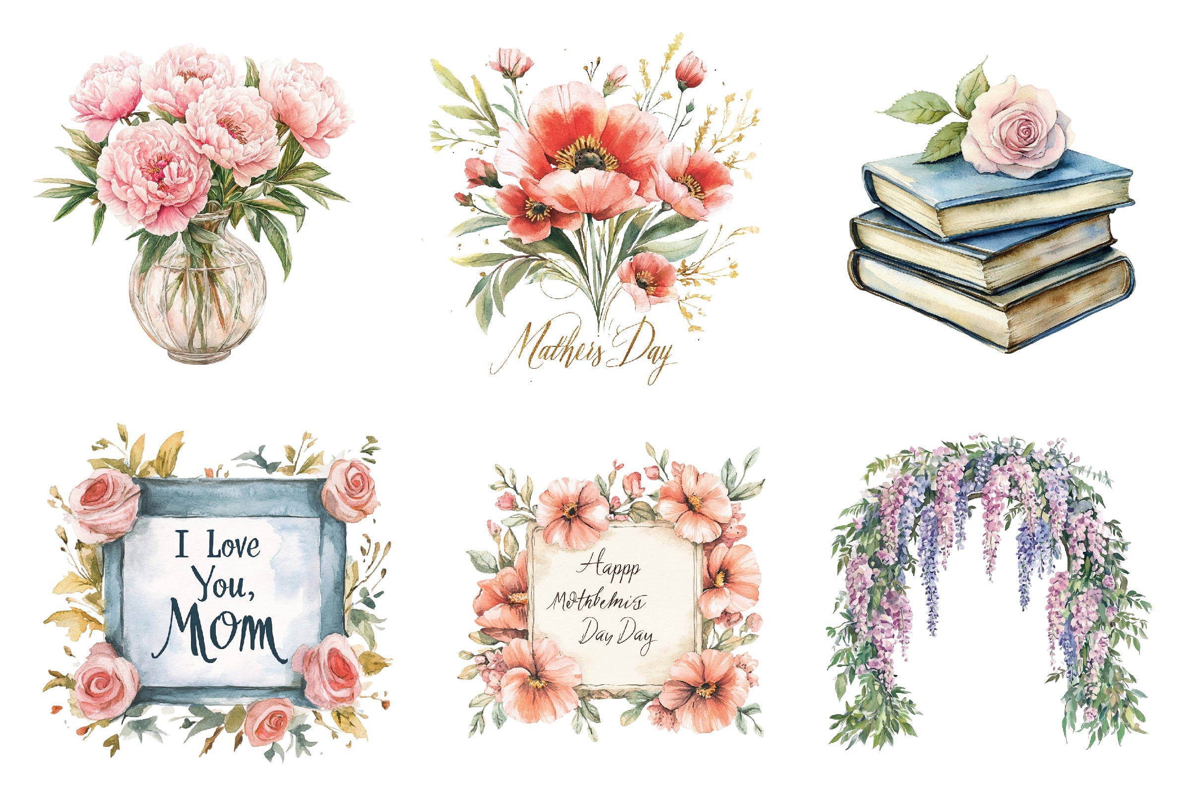 Romantic Mothers Day Clipart Bundle 1
