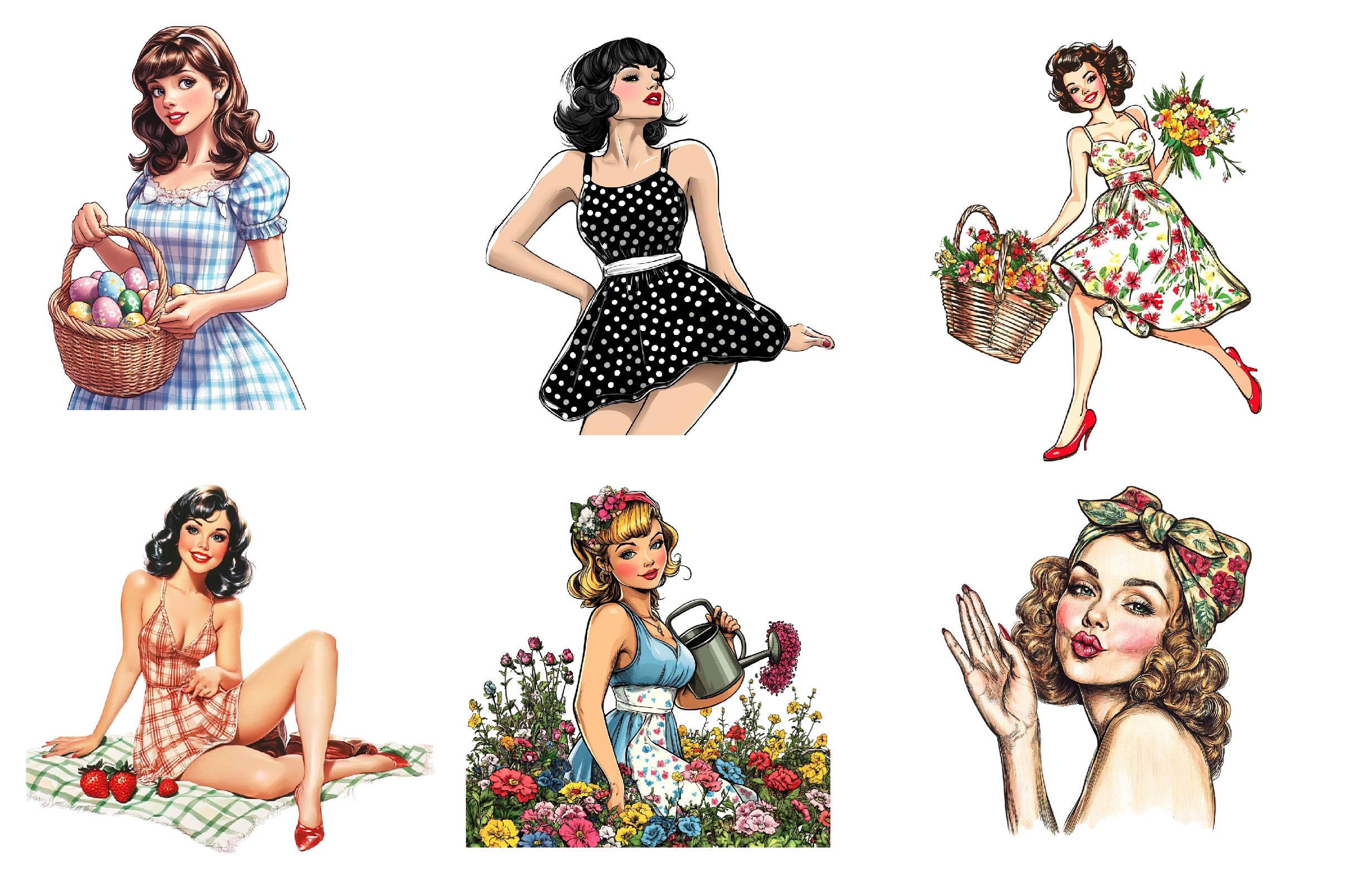 Spring Pop Art Girl Clipart Bundle - CraftNest - Digital Crafting and Art