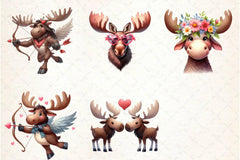 Valentine Moose Clipart Bundle - CraftNest - Digital Crafting and Art
