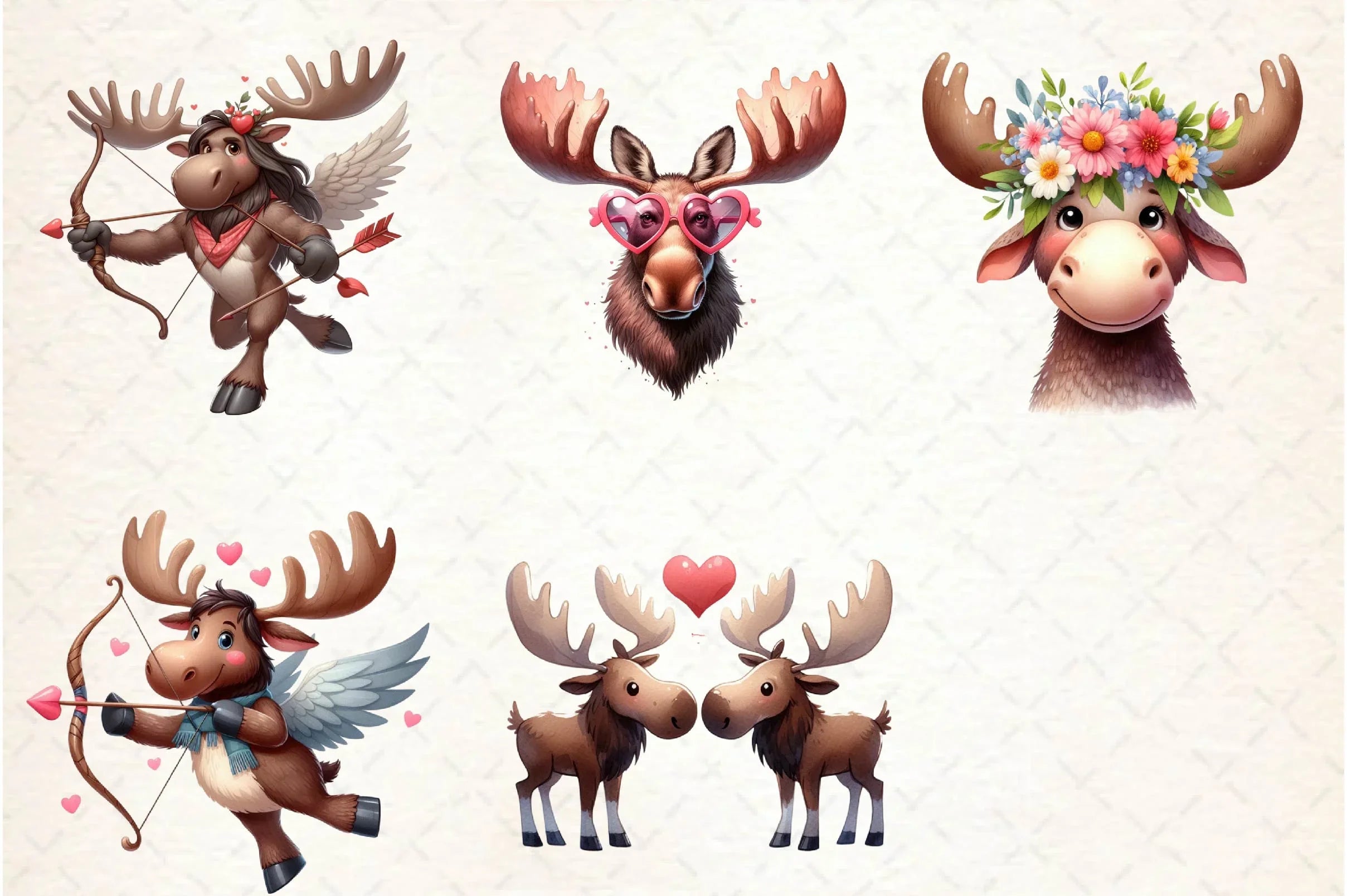 Valentine Moose Clipart Bundle - CraftNest - Digital Crafting and Art