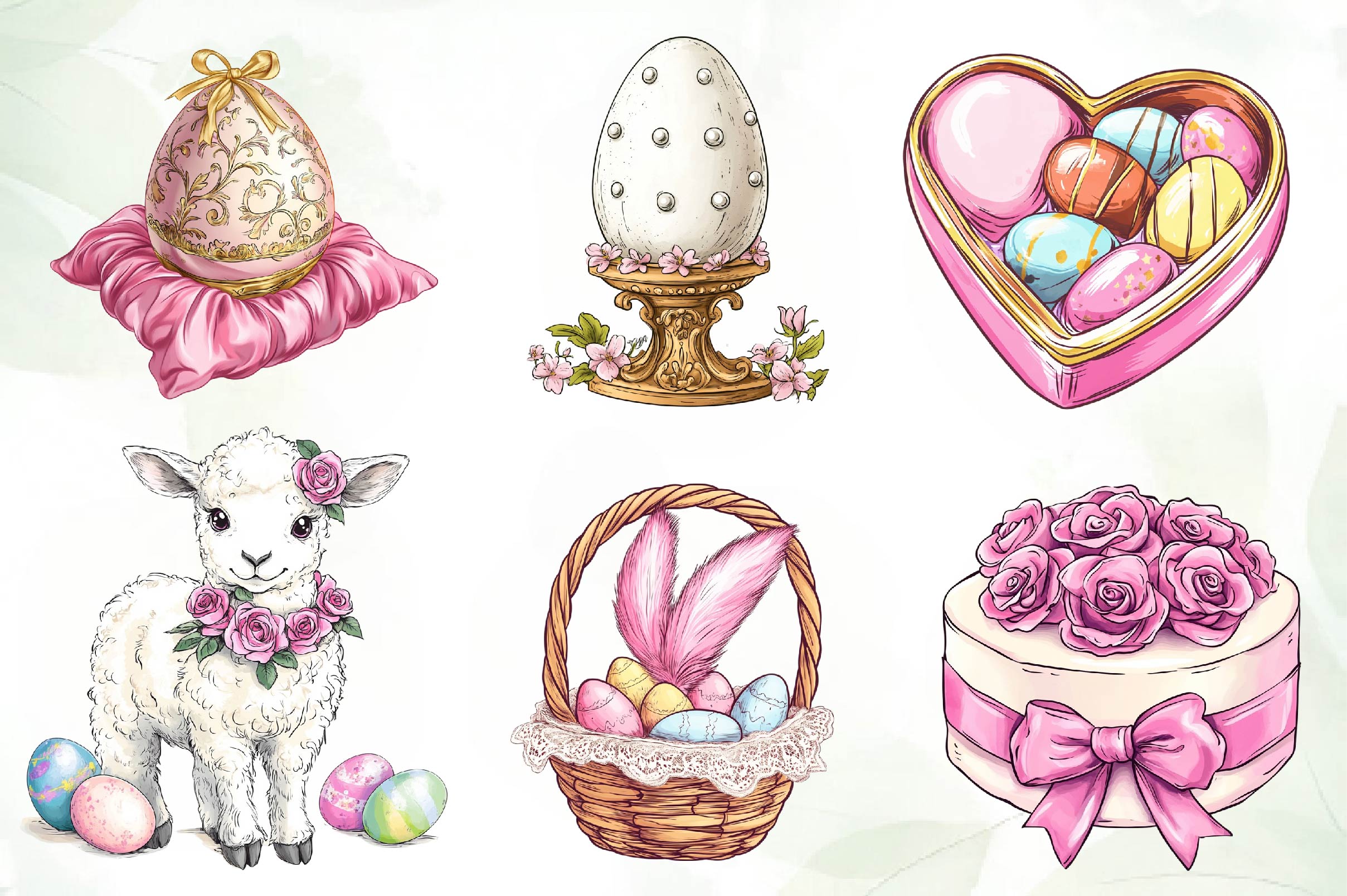 Pink Coquette Easter Clipart Bundle