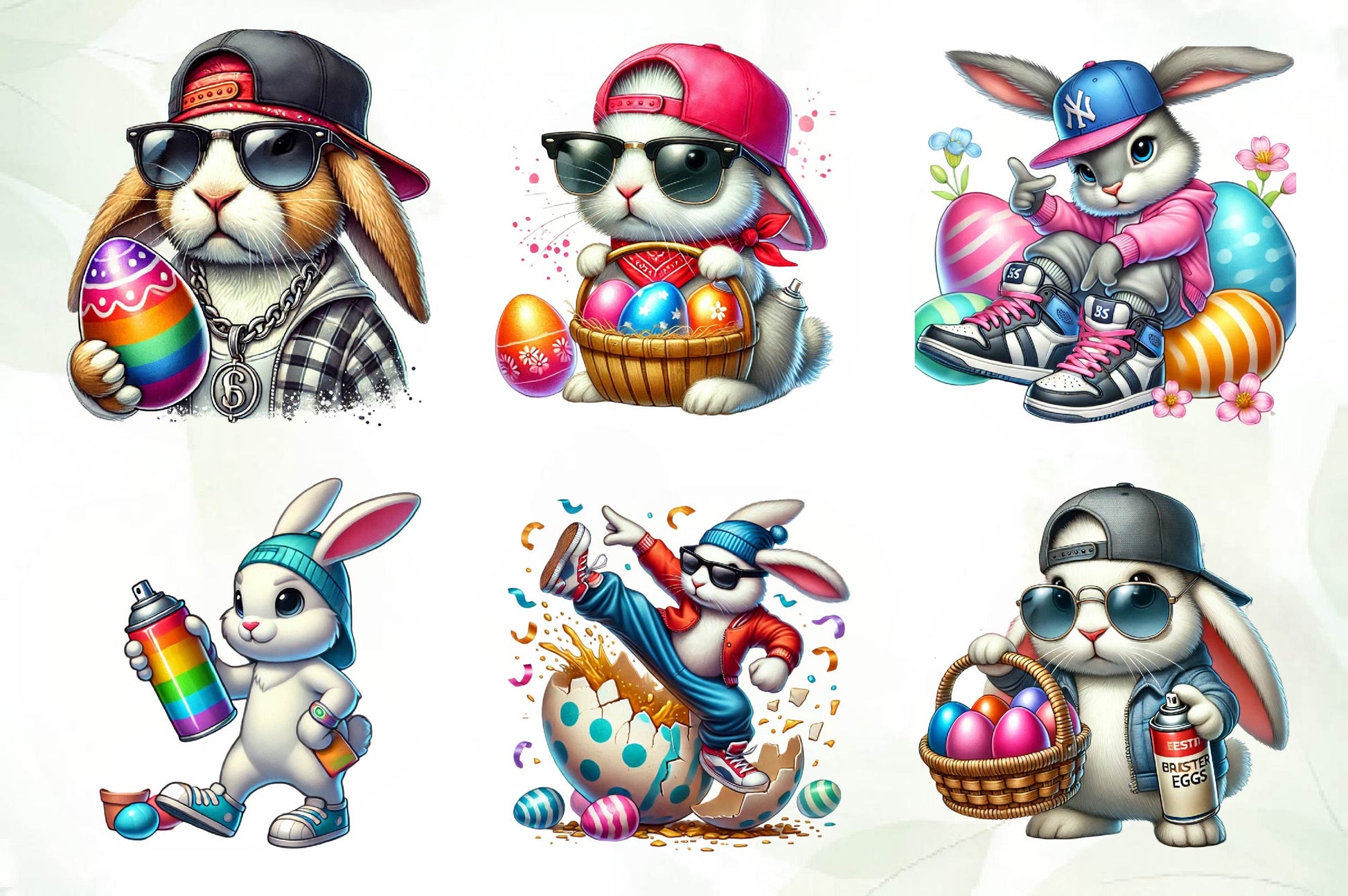 Hip Hop Bunny Easter Day Clipart Bundle - CraftNest - Digital Crafting and Art