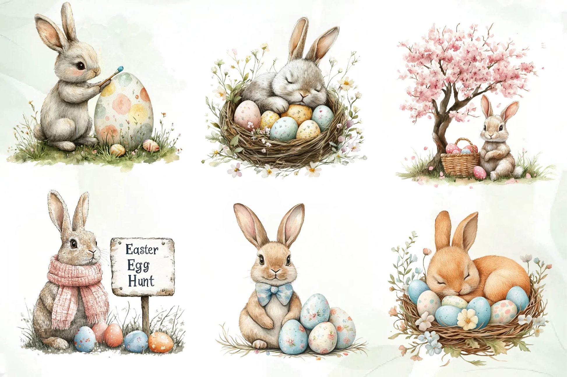 Cute Easter Bunny Clipart Bundle - CraftNest - Digital Crafting and Art