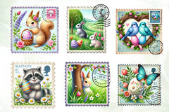 Easter Animals Postage Stamp Clipart Bundle - CraftNest - Digital Crafting and Art