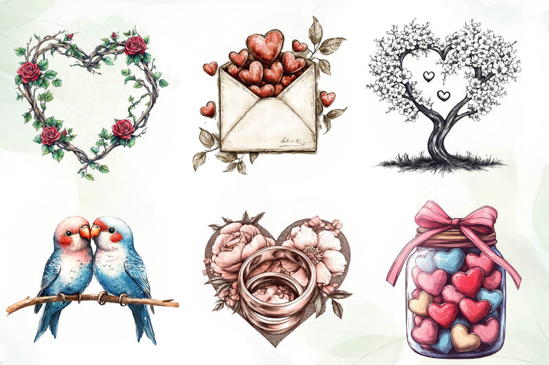 Hand Drawn Valentines Day Clipart Bundle - CraftNest - Digital Crafting and Art