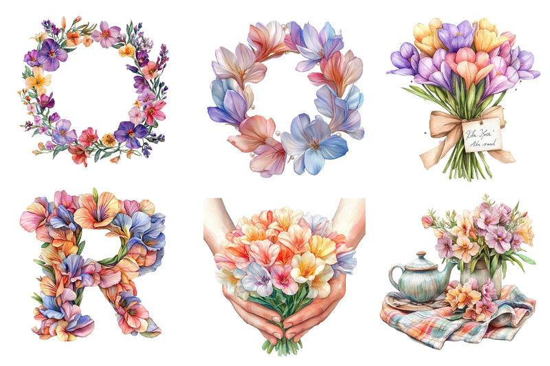 Freesia Mothers Day Clipart Bundle - CraftNest - Digital Crafting and Art