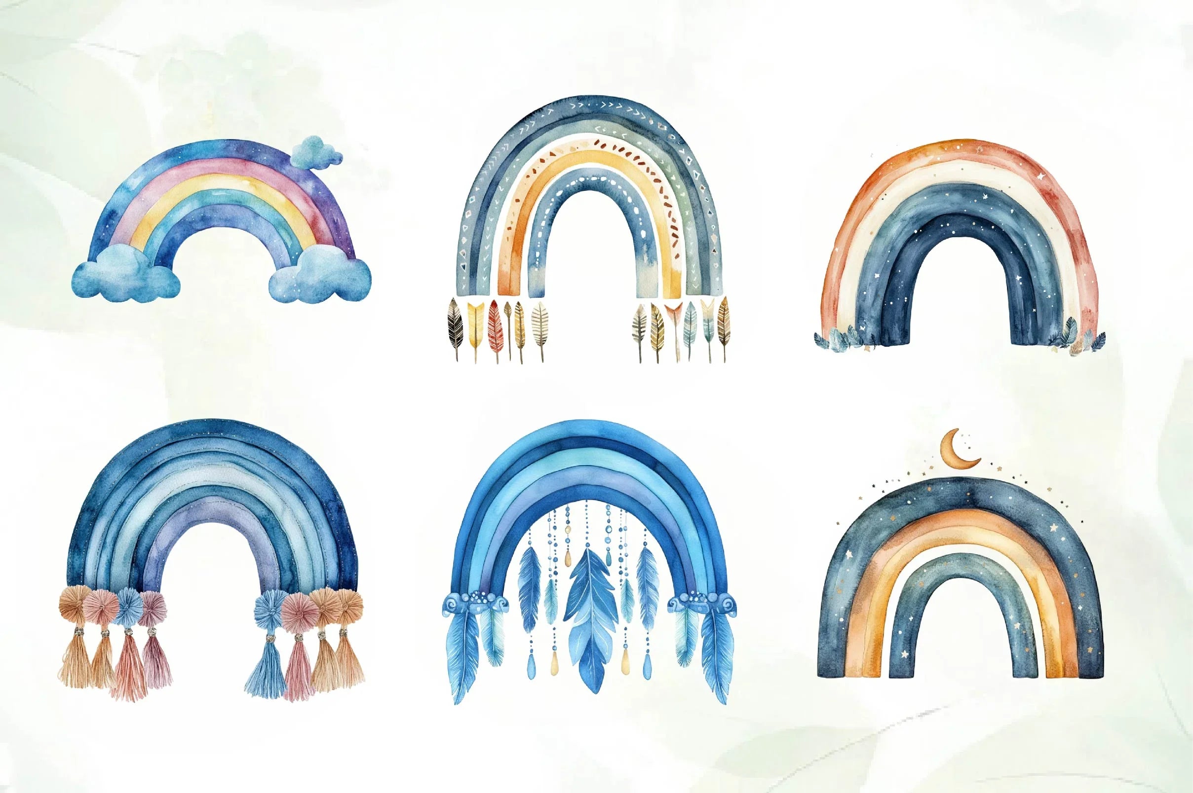 Boho Rainbow Clipart Bundle - CraftNest - Digital Crafting and Art