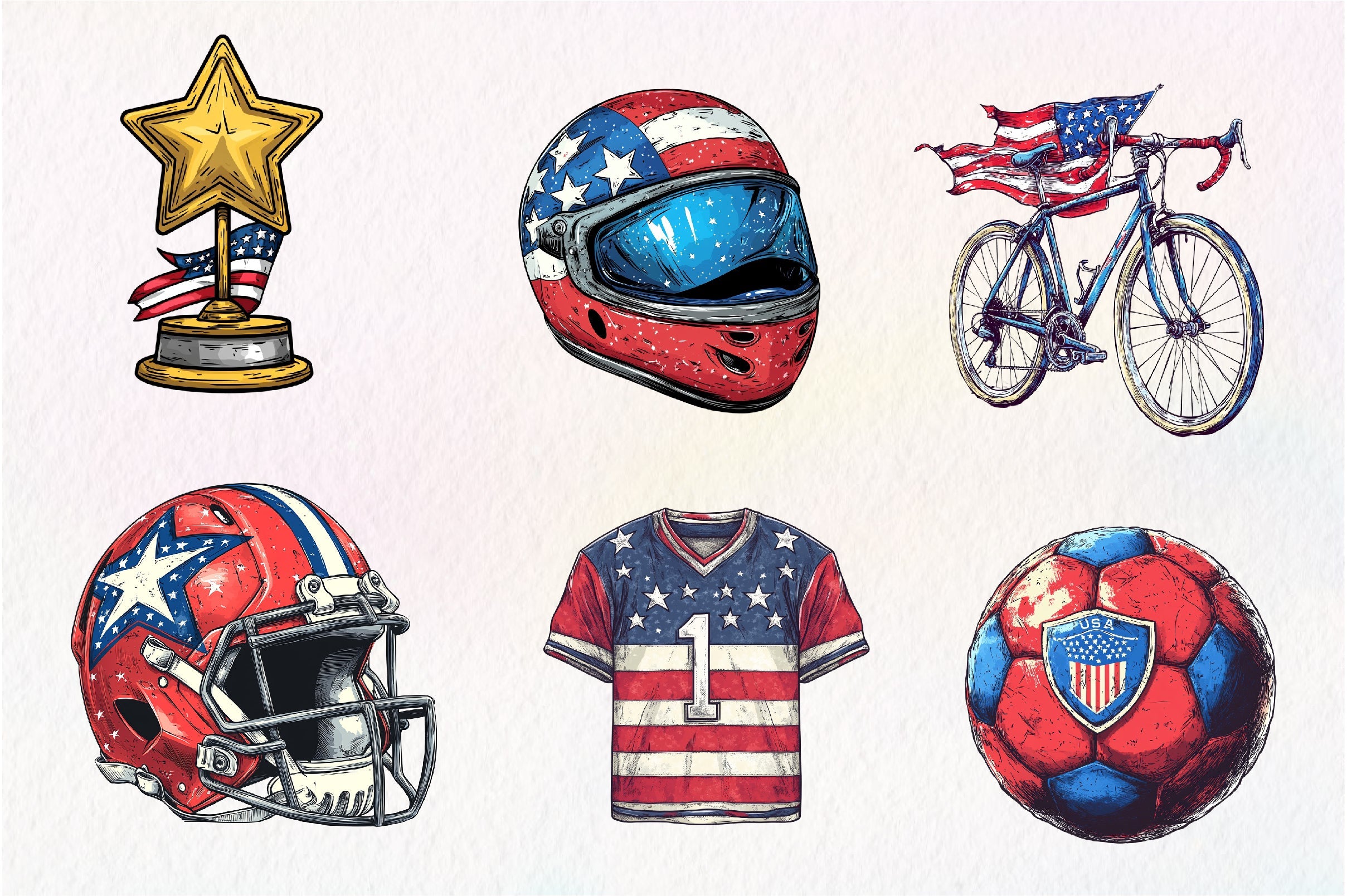 Patriotic Sports Elements Clipart Bundle